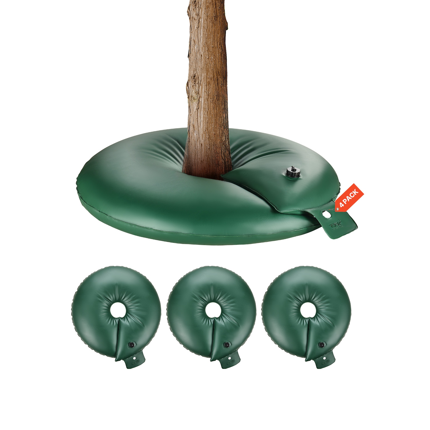 VEVOR 4 Pcs 20 Gallons Tree Watering Rings, 6-9 Hours Slow Release, Refillable Planting Water Bags, Water Saving, Heavy Duty Watering System for