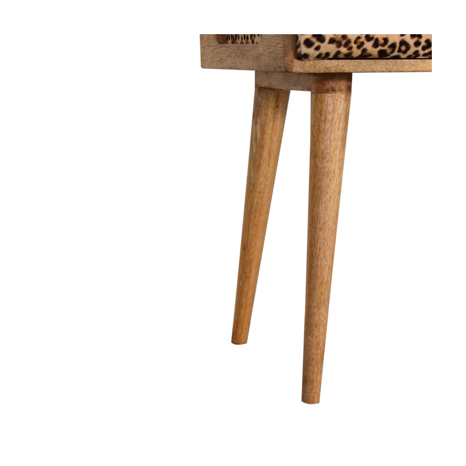 Artisan Furniture – Repose-pieds en bois massif de style plateau en velours léopard