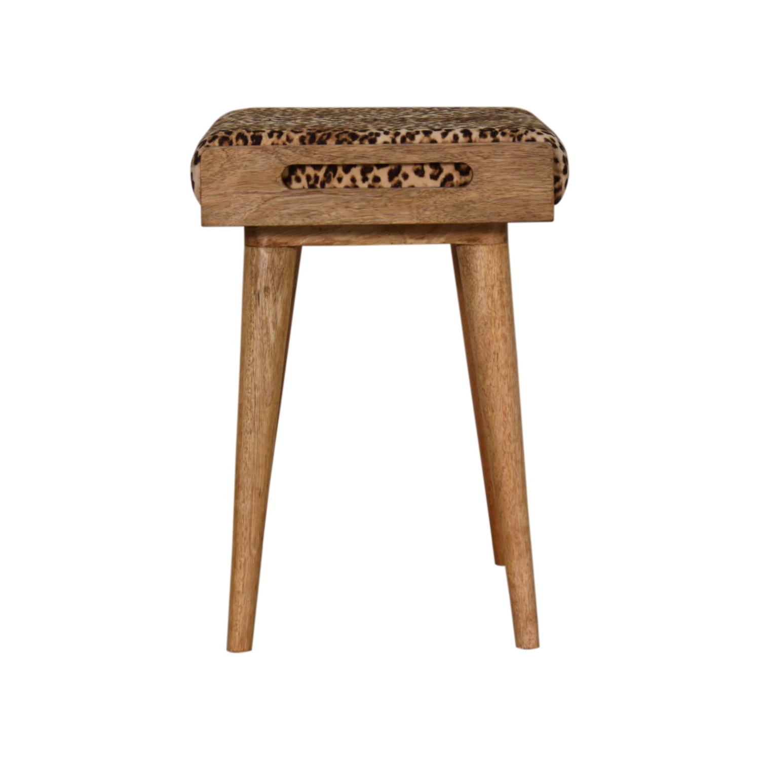 Artisan Furniture – Repose-pieds en bois massif de style plateau en velours léopard