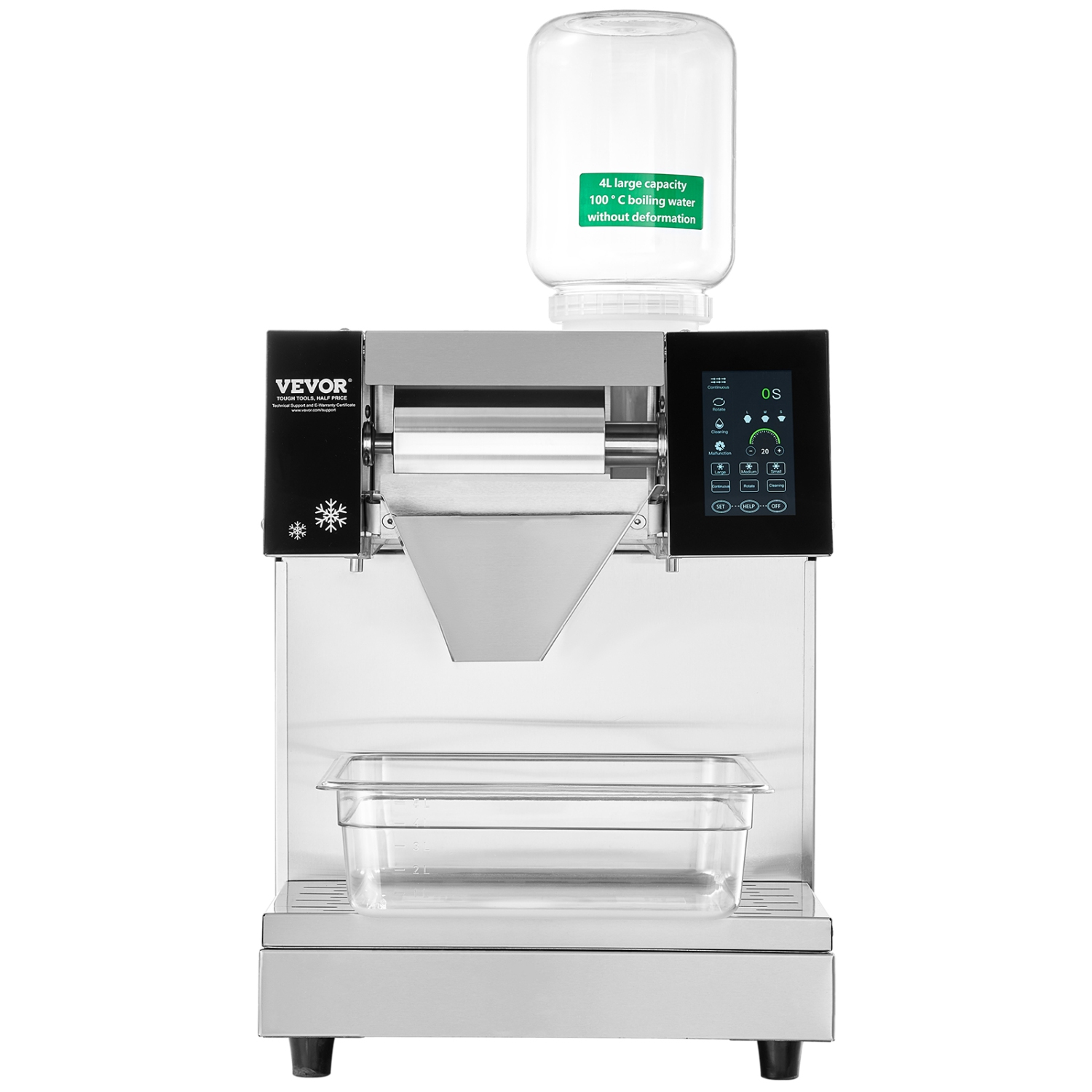 VEVOR 573LBS/24H Commercial Snowflake Ice Machine, Stainless Steel Ice Shaver Machine, Electric Snow Cone Maker, Air Cooling System for Rapid Heat