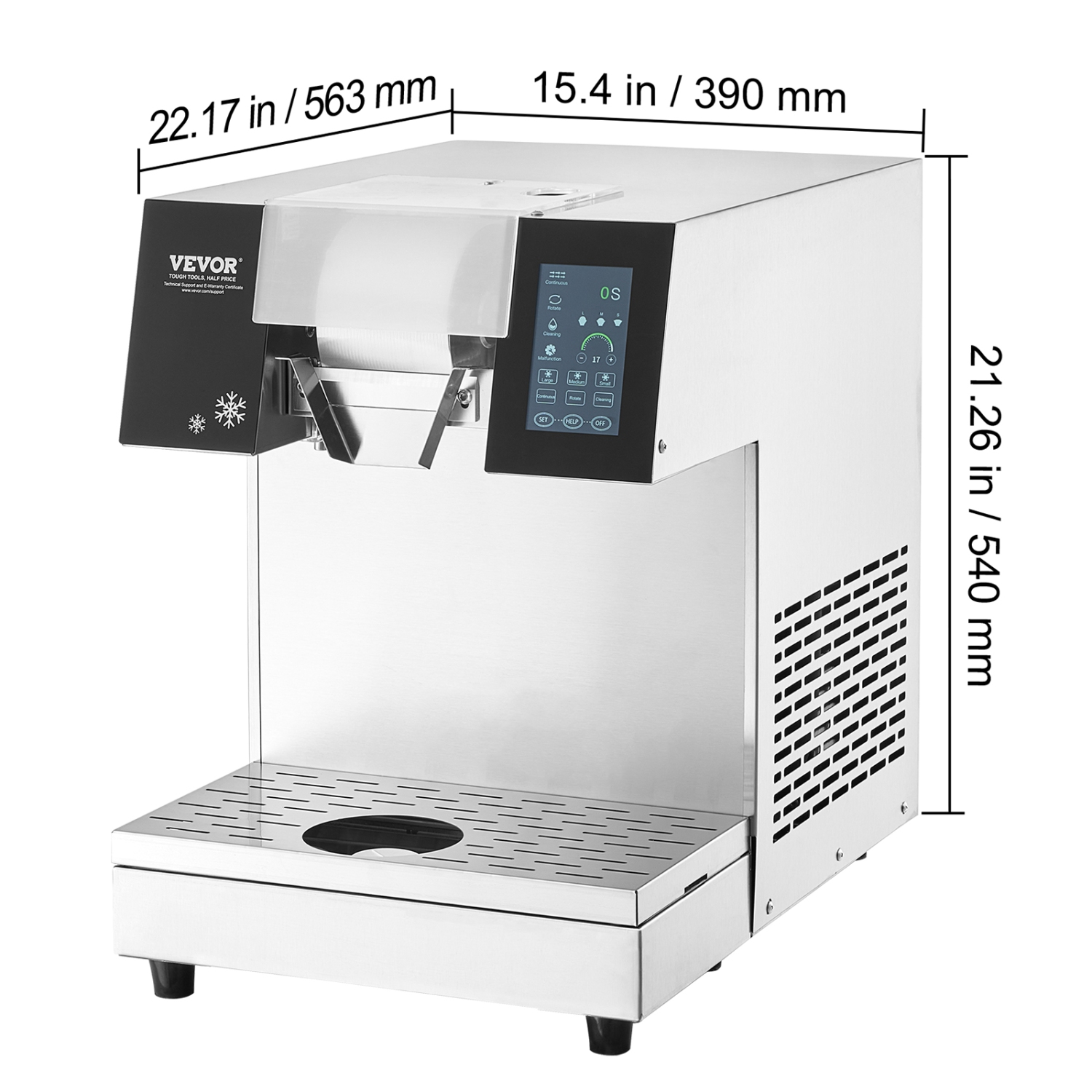 VEVOR 507LBS/24H Commercial Snowflake Ice Machine, Stainless Steel Ice Shaver Machine, Electric Snow Cone Maker, Air Cooling System for Rapid Heat