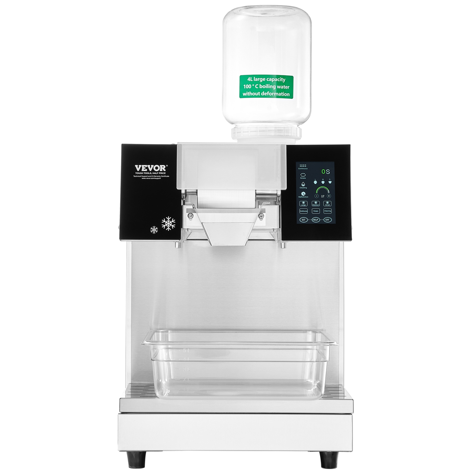 VEVOR 507LBS/24H Commercial Snowflake Ice Machine, Stainless Steel Ice Shaver Machine, Electric Snow Cone Maker, Air Cooling System for Rapid Heat