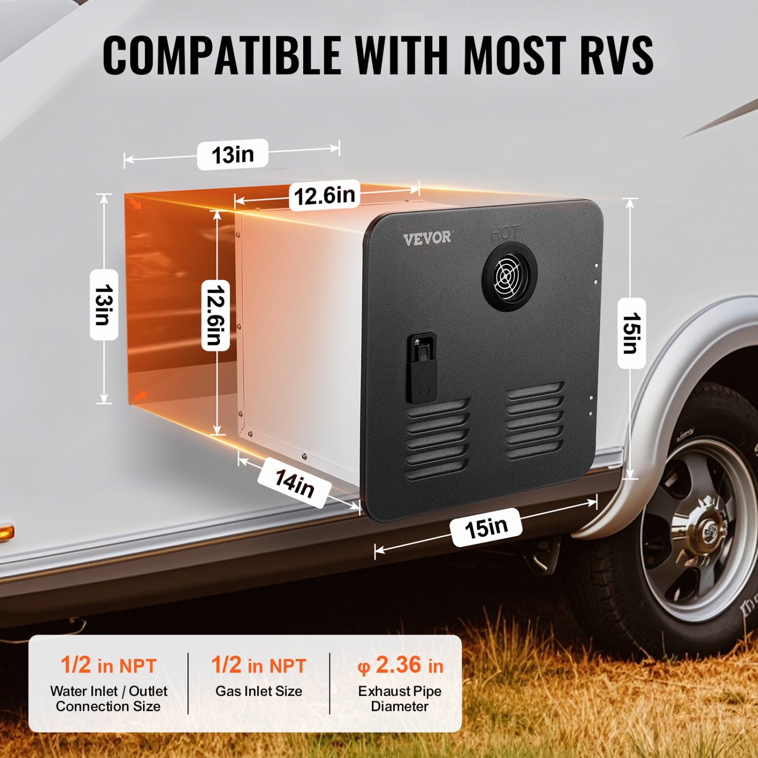 Chauffe-eau VEVOR VR sans réservoir, douche instantanée avec porte noire de 15 x 15&nbsp;po et télécommande, eau chaude 42000&nbsp;BTU, confort