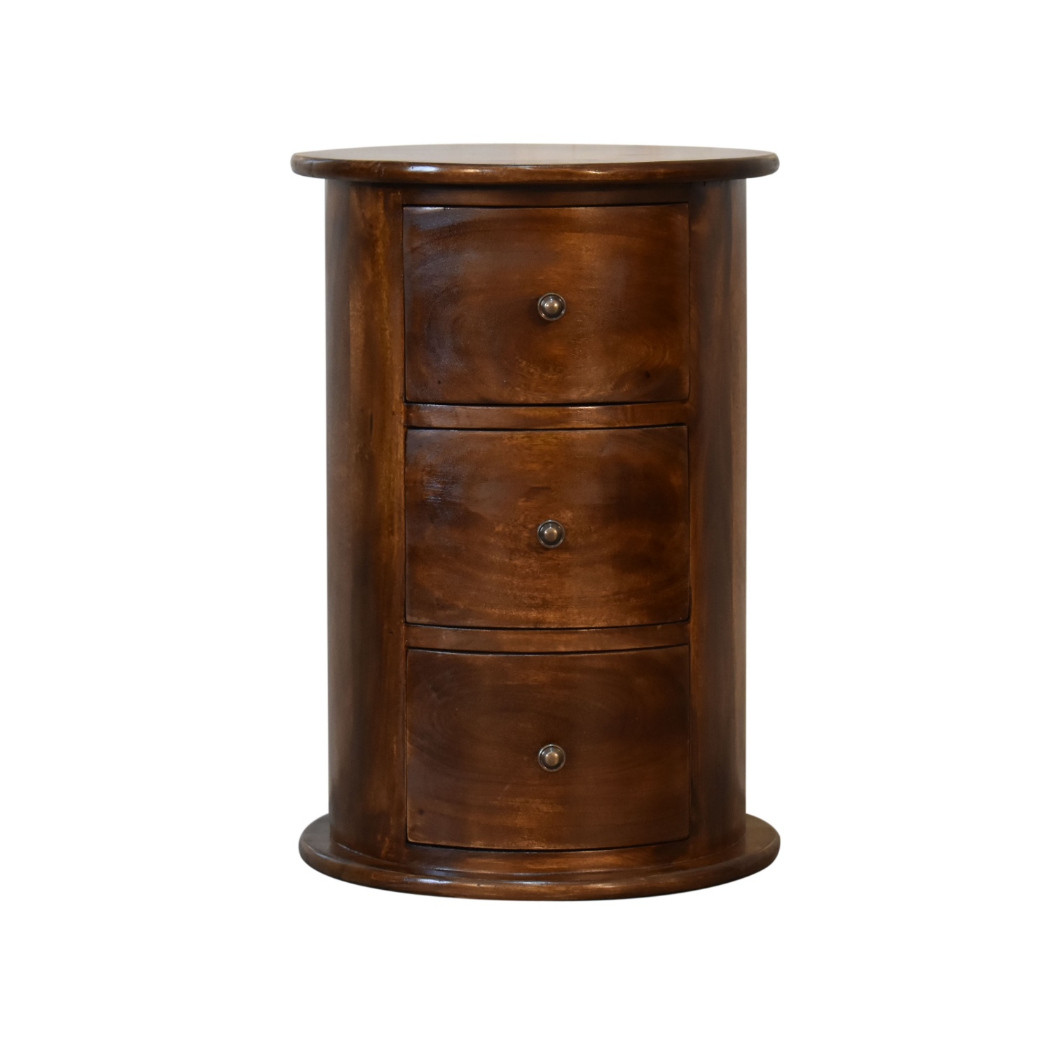 Artisan Furniture – Baril marron à 3 tiroirs en bois massif