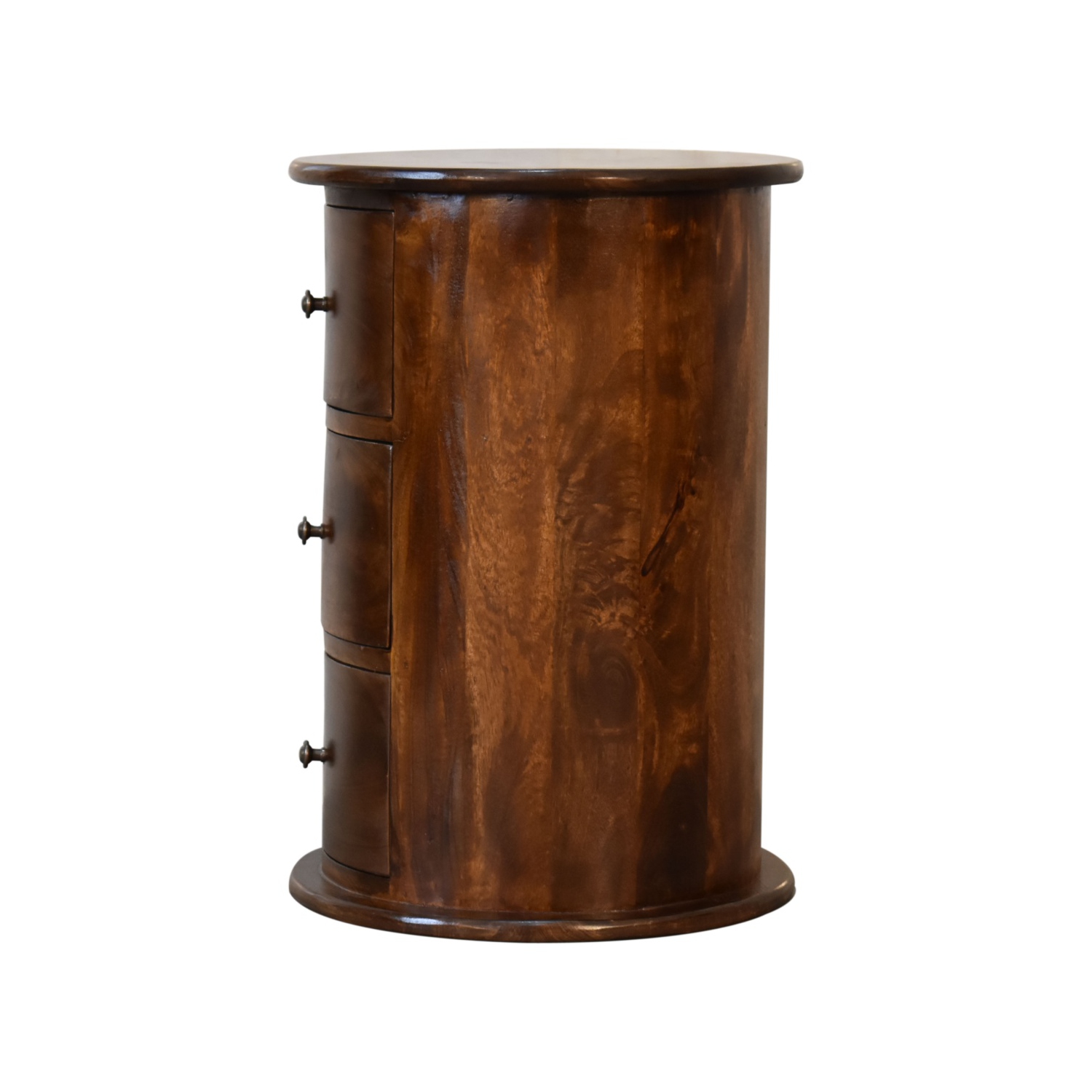 Artisan Furniture – Baril marron à 3 tiroirs en bois massif