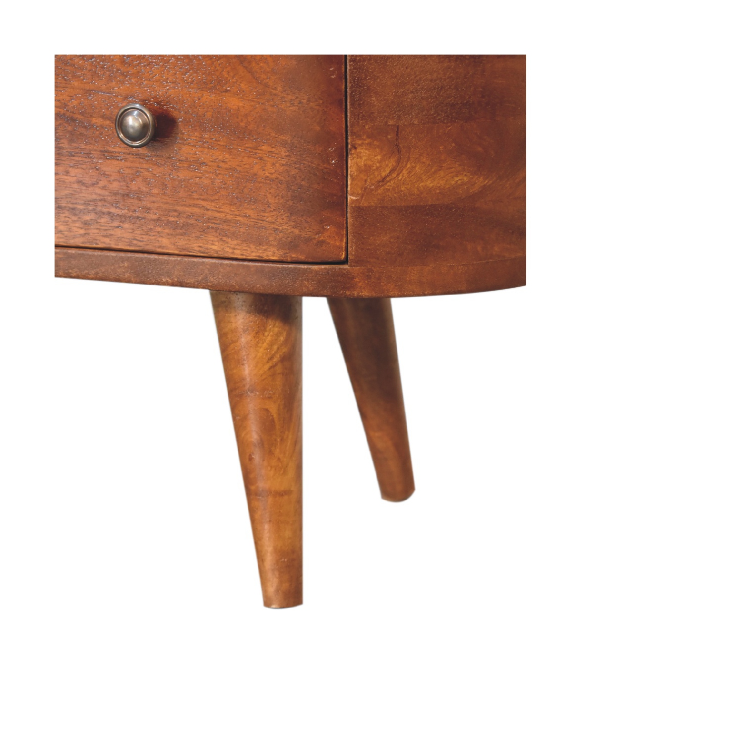 Artisan Furniture – Table basse ronde en bois massif à 2 tiroirs avec fente ouverte, marron