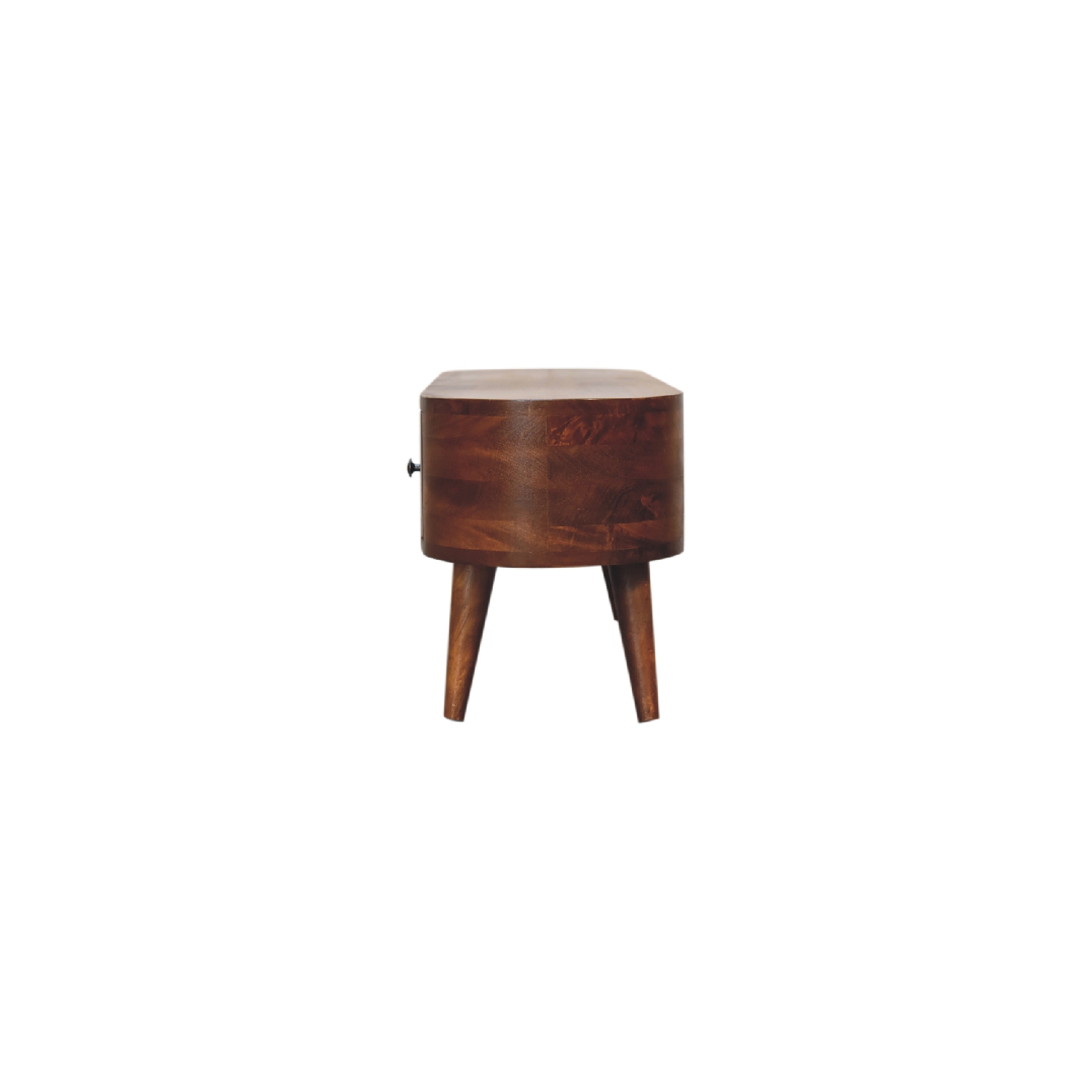 Artisan Furniture – Table basse ronde en bois massif à 2 tiroirs avec fente ouverte, marron