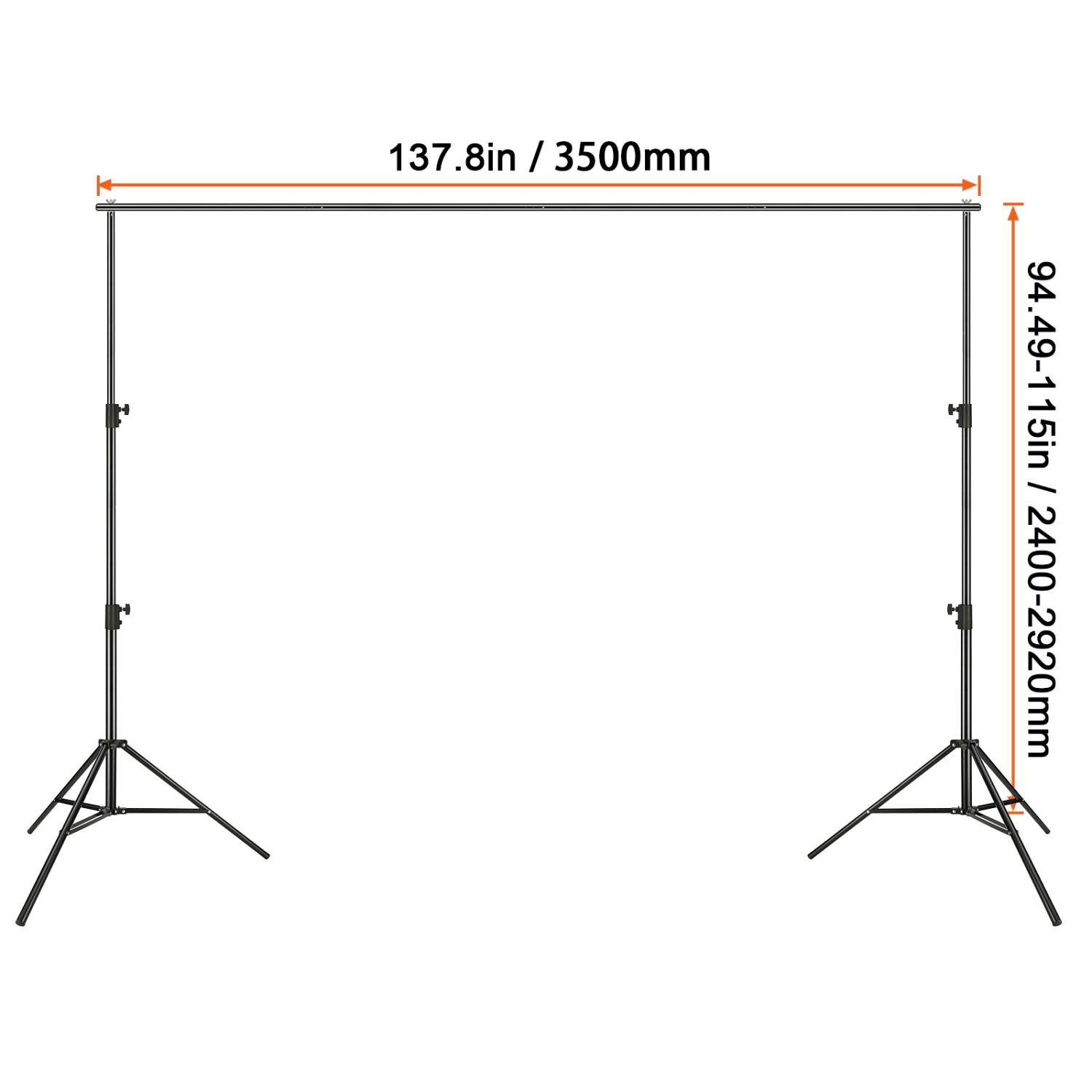 VEVOR 12 x 10 ft Heavy Duty Backdrop Stand, Height Adjustable Photography Backdrop Stand, Background Support System with 6 Clamps and A Carry Bag,