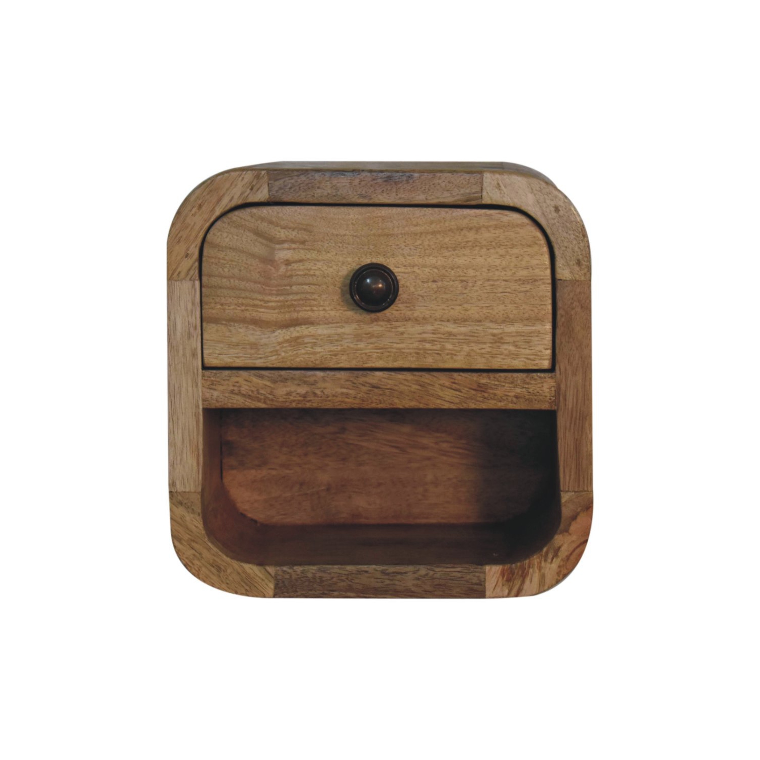 Artisan Furniture – Très petit lit incurvé en bois massif avec fente ouverte, fini chêne