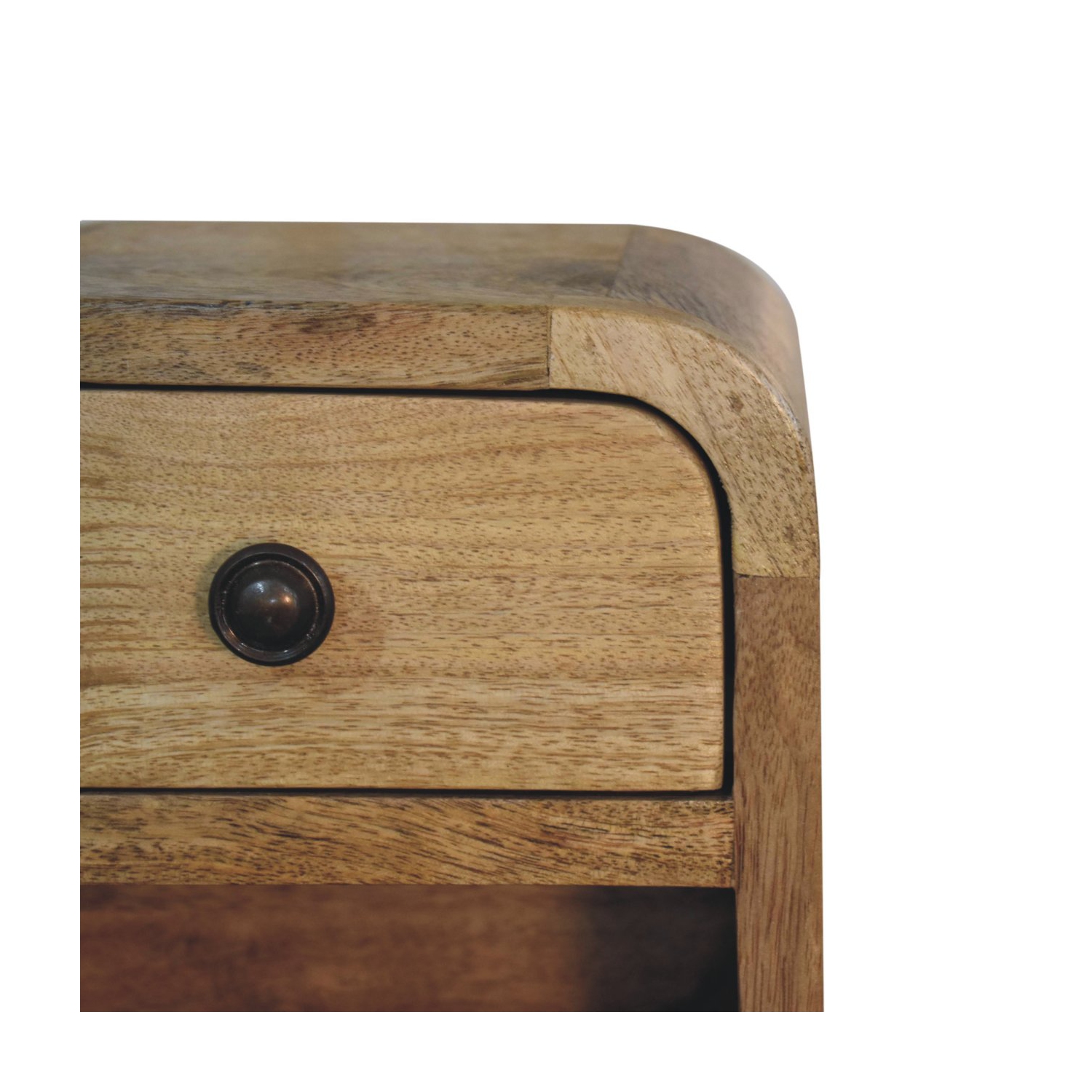 Artisan Furniture – Très petit lit incurvé en bois massif avec fente ouverte, fini chêne