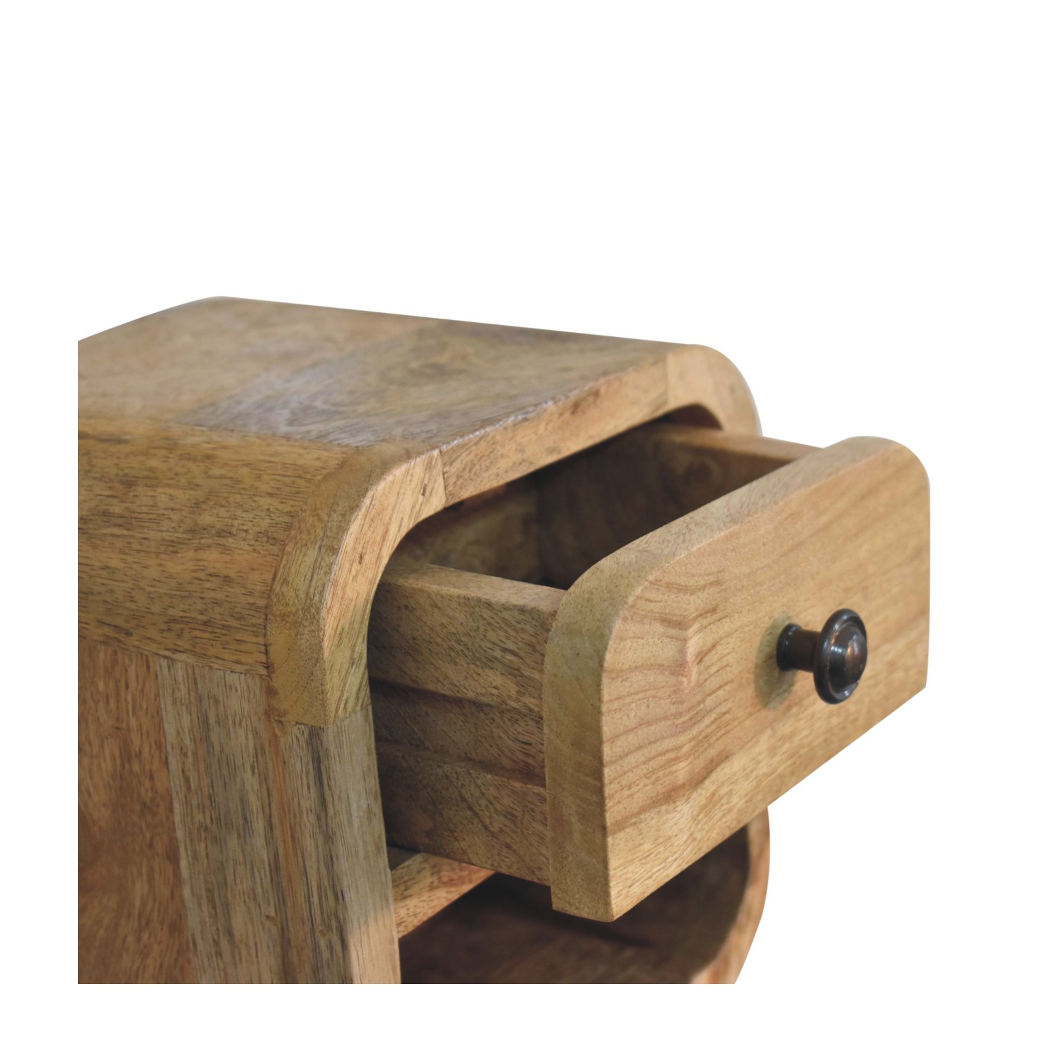 Artisan Furniture – Très petit lit incurvé en bois massif avec fente ouverte, fini chêne