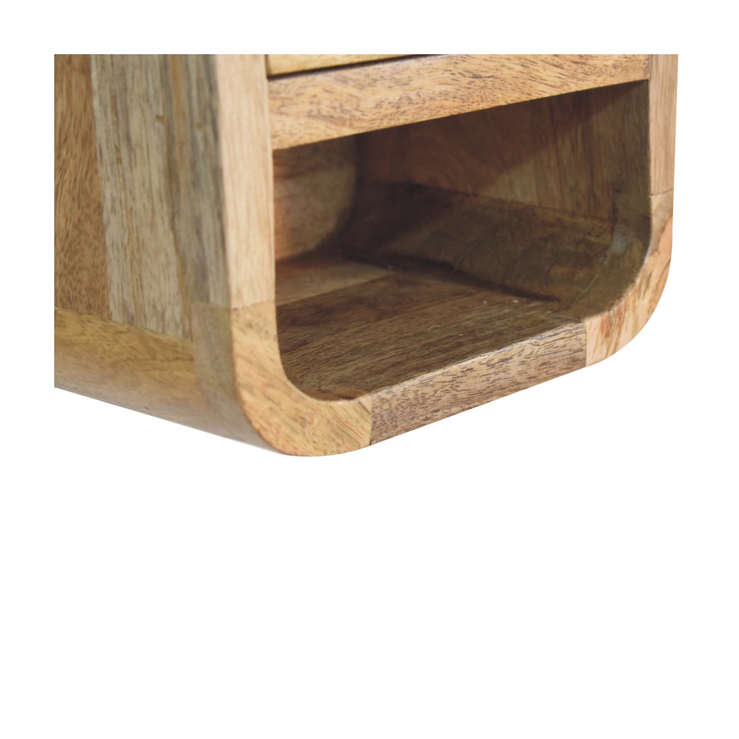 Artisan Furniture – Très petit lit incurvé en bois massif avec fente ouverte, fini chêne