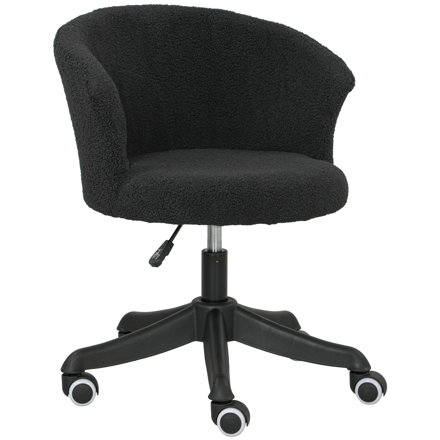 Vinsetto Armless Office Chair, Fluffy Computer Desk Chair with Adjustable Height, Swivel Wheels, Mid Back, Black