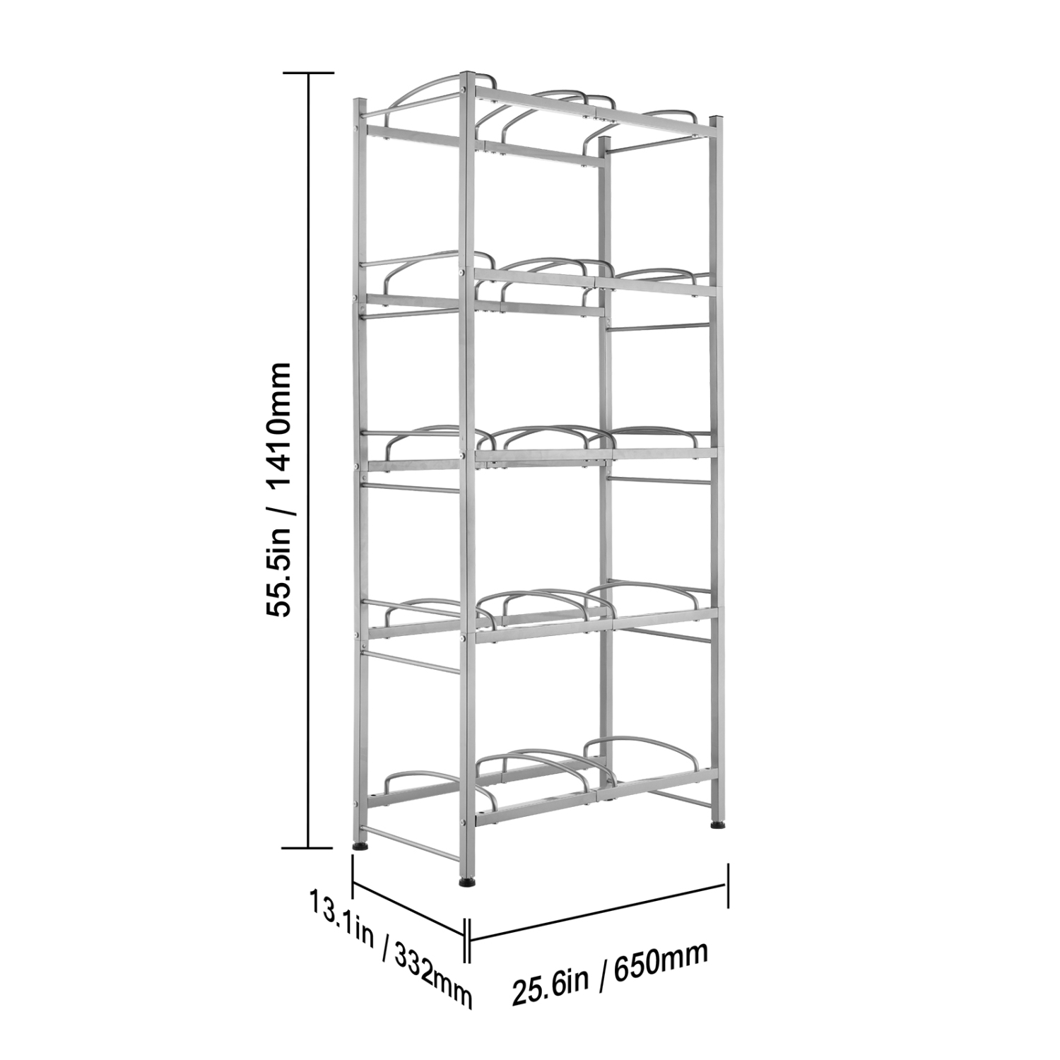 VEVOR 5 Tiers Water Jug Holder, 5 Gallon Water Bottle Holder, Double Row Water Bottle Rack for 10 Bottles, Heavy Duty Water Jug Rack for Kitchen,
