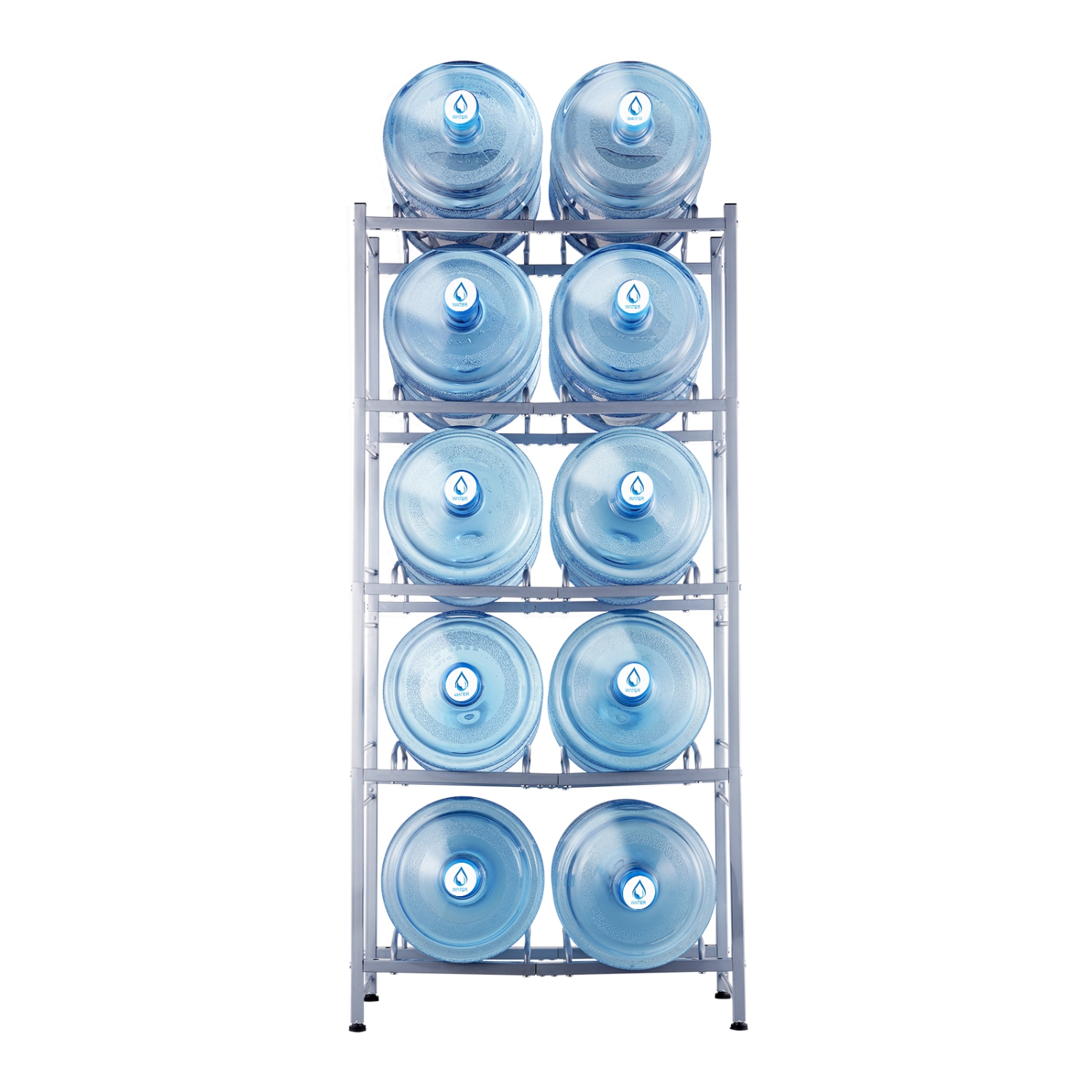 VEVOR 5 Tiers Water Jug Holder, 5 Gallon Water Bottle Holder, Double Row Water Bottle Rack for 10 Bottles, Heavy Duty Water Jug Rack for Kitchen,