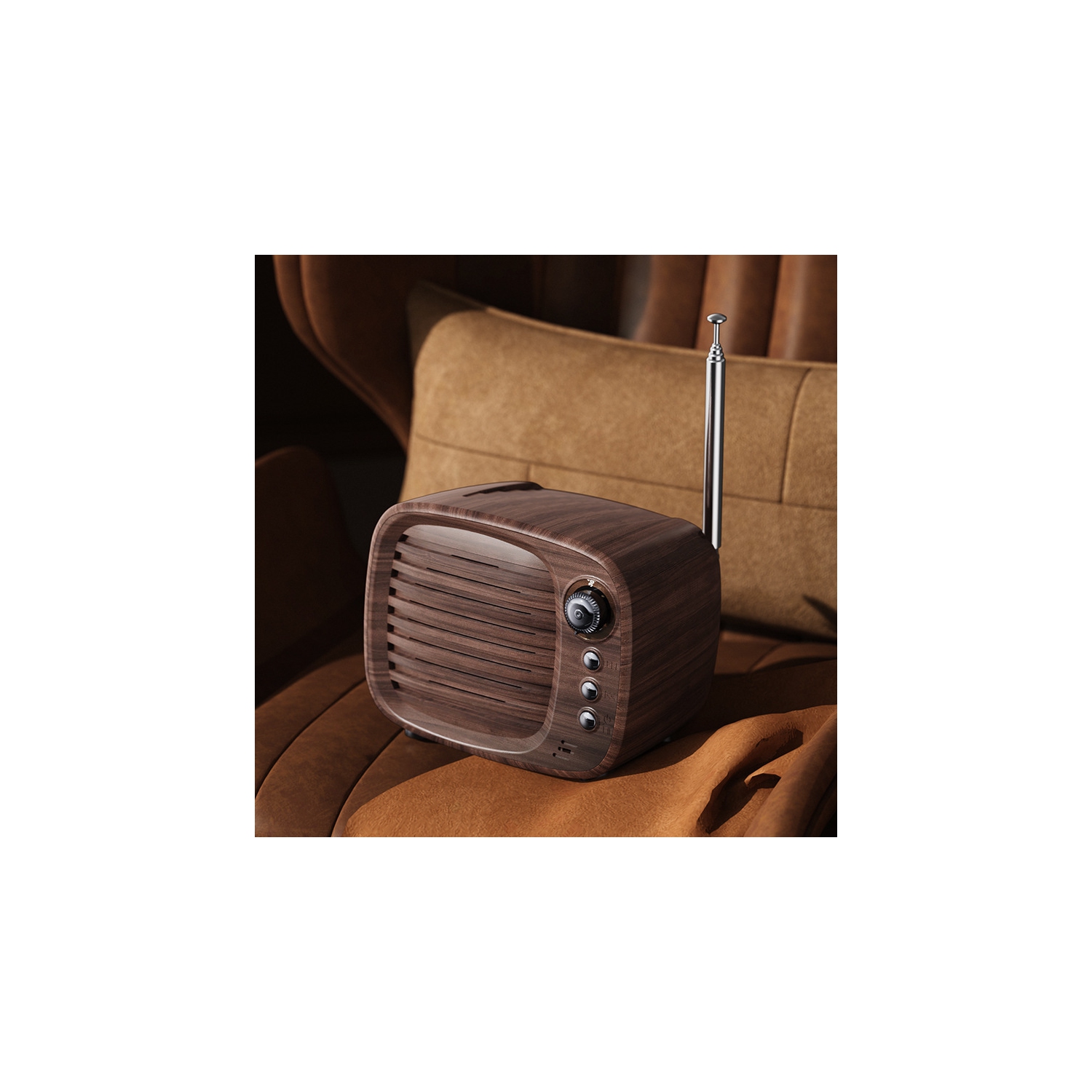 Retro Bluetooth FM Radio Speaker - Bluetooth 5.3, 2000mAh Battery, 5H Playtime, Premium Wooden Box Design - Vintage Home Decor & Ideal Gift