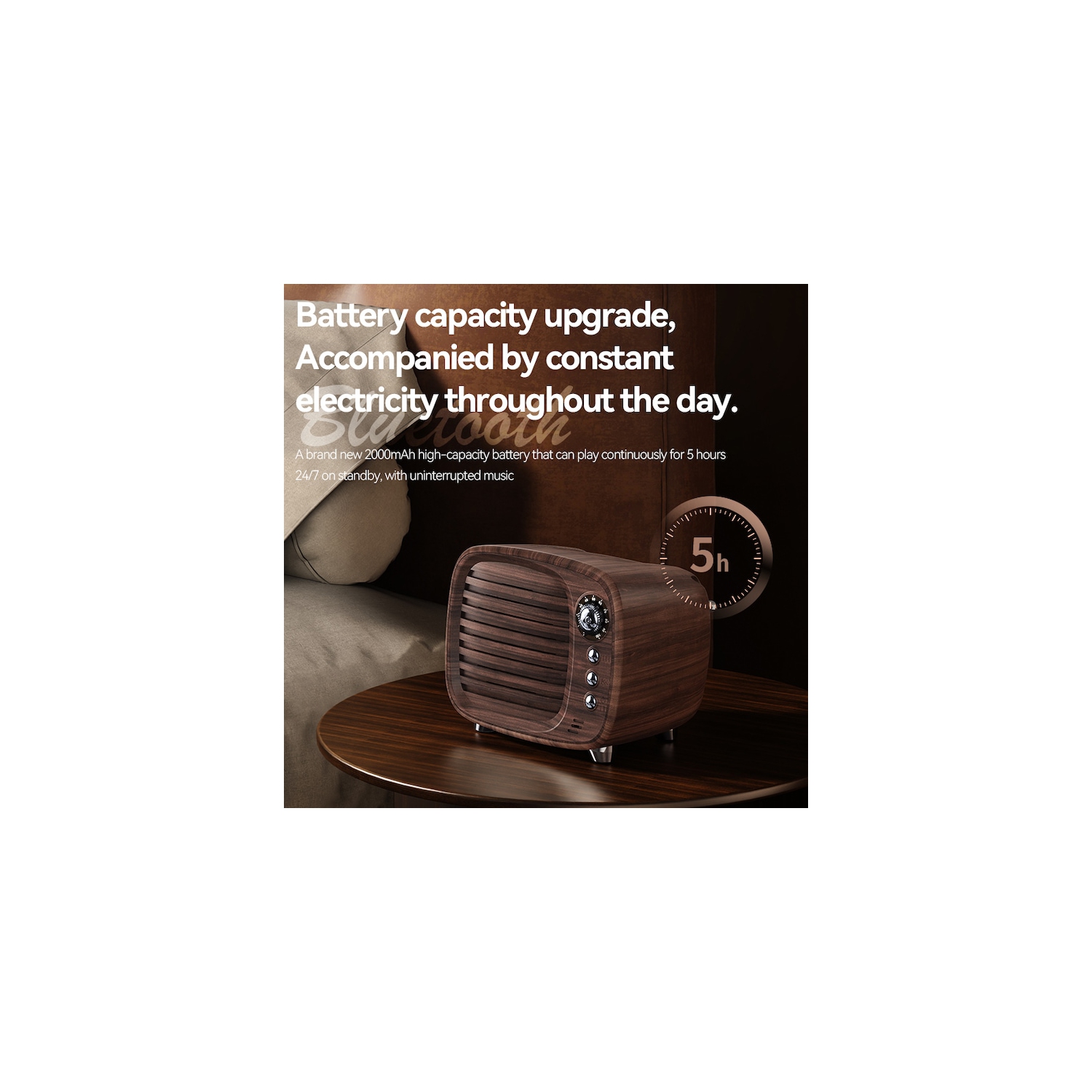 Retro Bluetooth FM Radio Speaker - Bluetooth 5.3, 2000mAh Battery, 5H Playtime, Premium Wooden Box Design - Vintage Home Decor & Ideal Gift