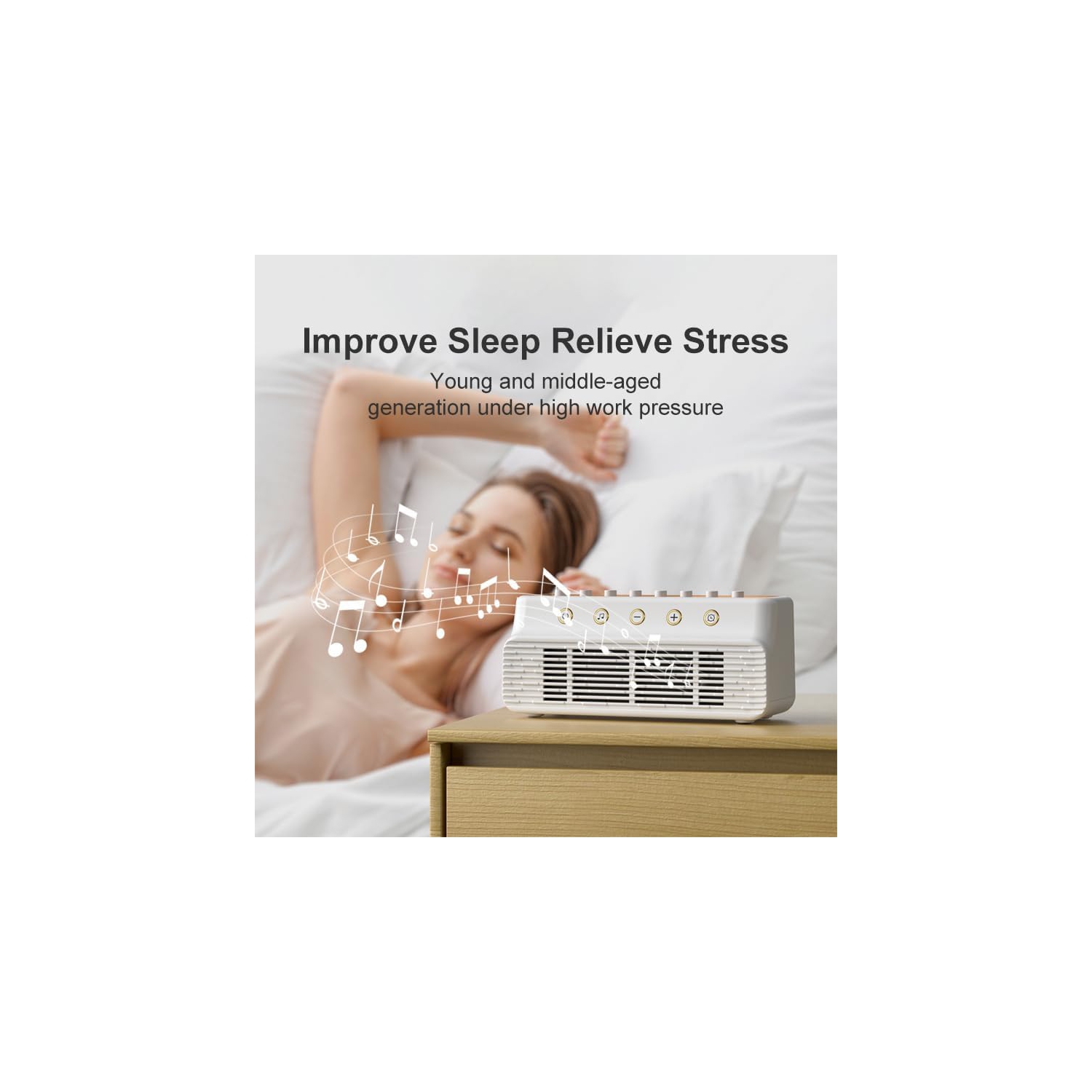 Bruit blanc rétro pour le sommeil, haut-parleur Bluetooth portatif de scène naturelle, haut-parleur d'aide au sommeil naturel réglable
