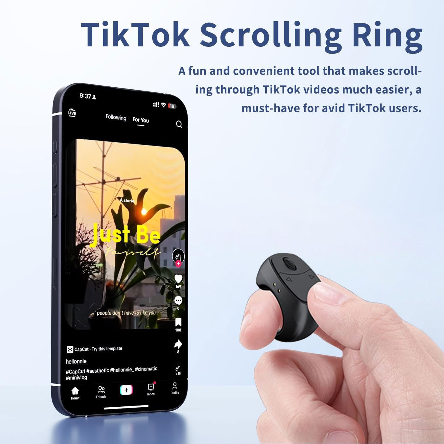 TikTok Wheel Remote Control, Remote Video Like, Photo Zoom, Read E-books, Wireless Bluetooth Remote Control for iPhone iPad, iOS AndroidCompatible