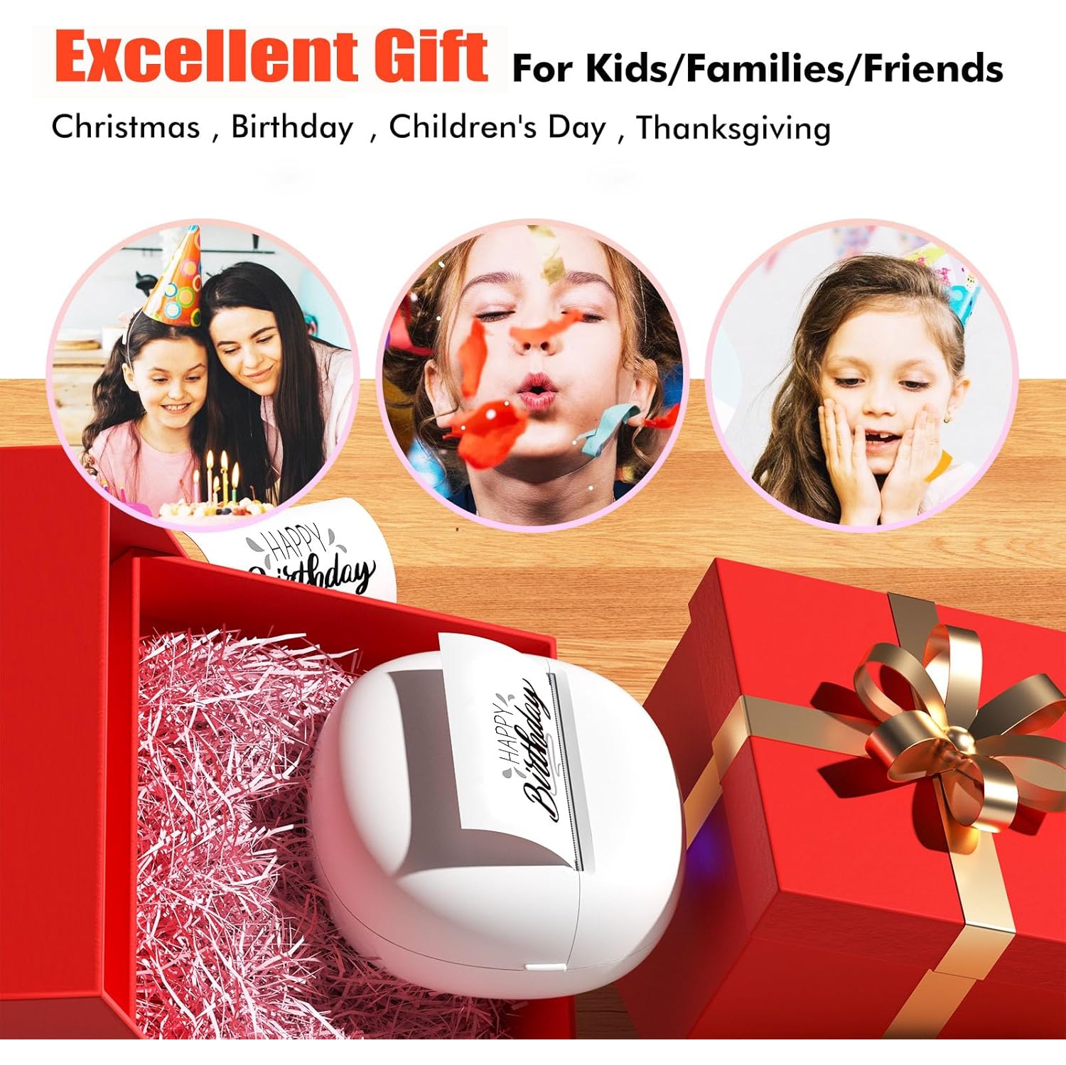 HD Printer, Inkless Photo Maker for School Supplies and DIY Projects, Bluetooth Connected Portable Sticker Maker for Labels, Photos and Notes