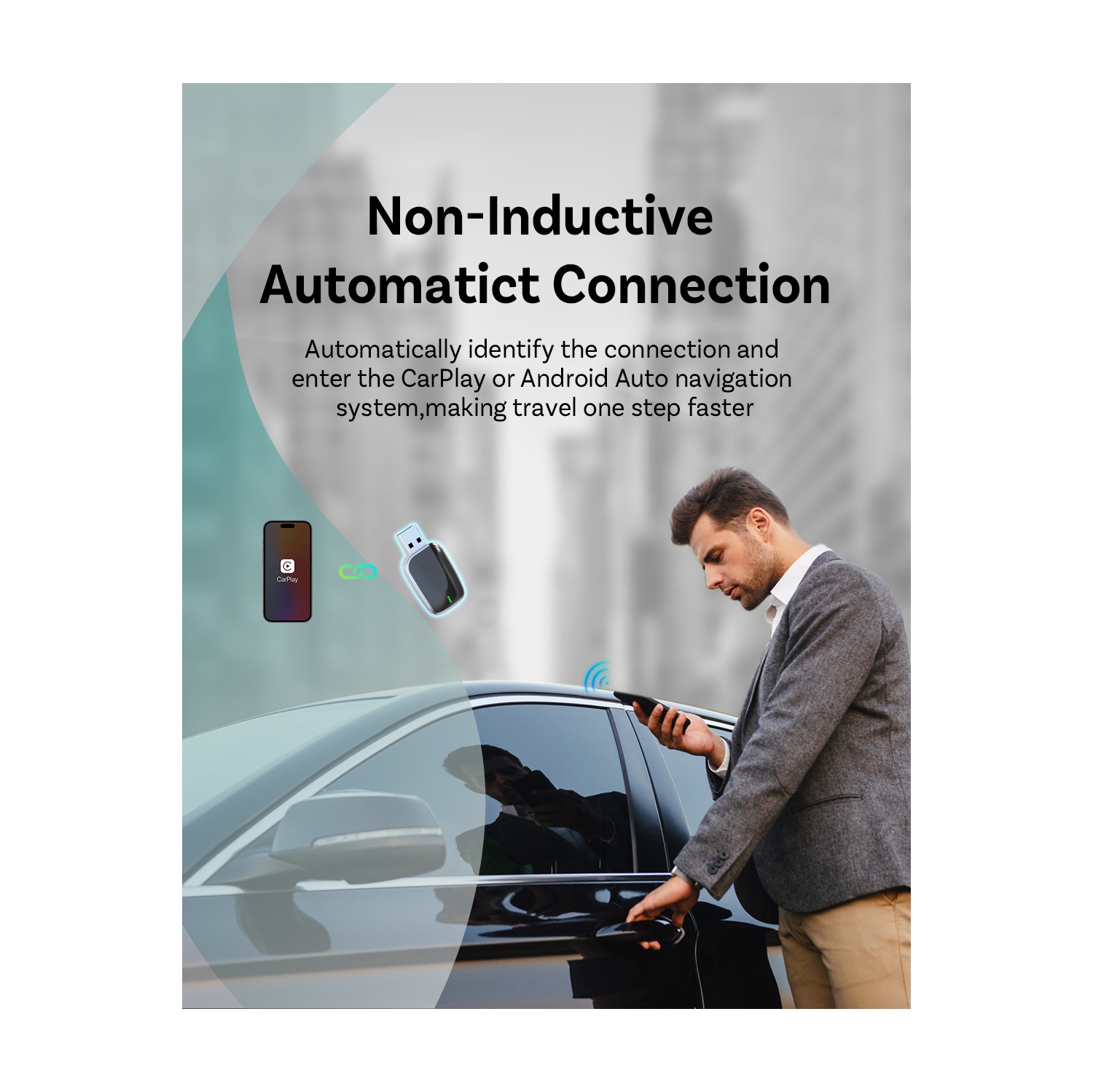 Original car carplay wired to wireless Android auto dual channel USB flash drive, wireless adapter Carplay, for car plug and play