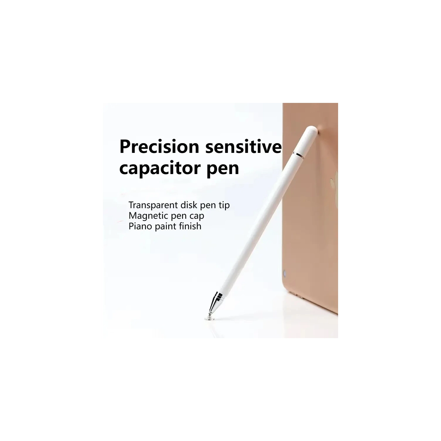 Magnetic single-use capacitive touch pen, transparent disc touch screen stylus, mobile phone tablet stylus - white