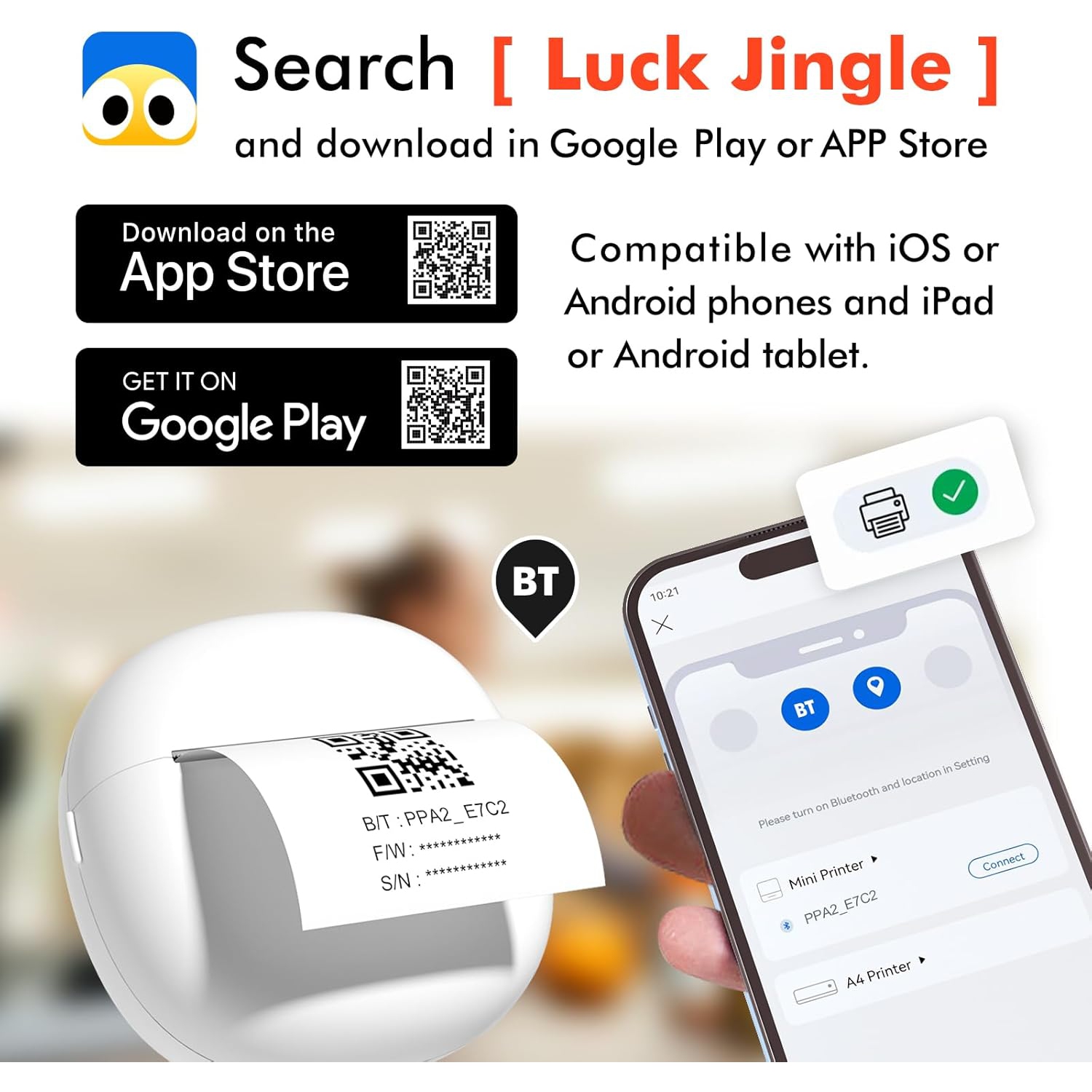 HD Printer, Inkless Photo Maker for School Supplies and DIY Projects, Bluetooth Connected Portable Sticker Maker for Labels, Photos and Notes