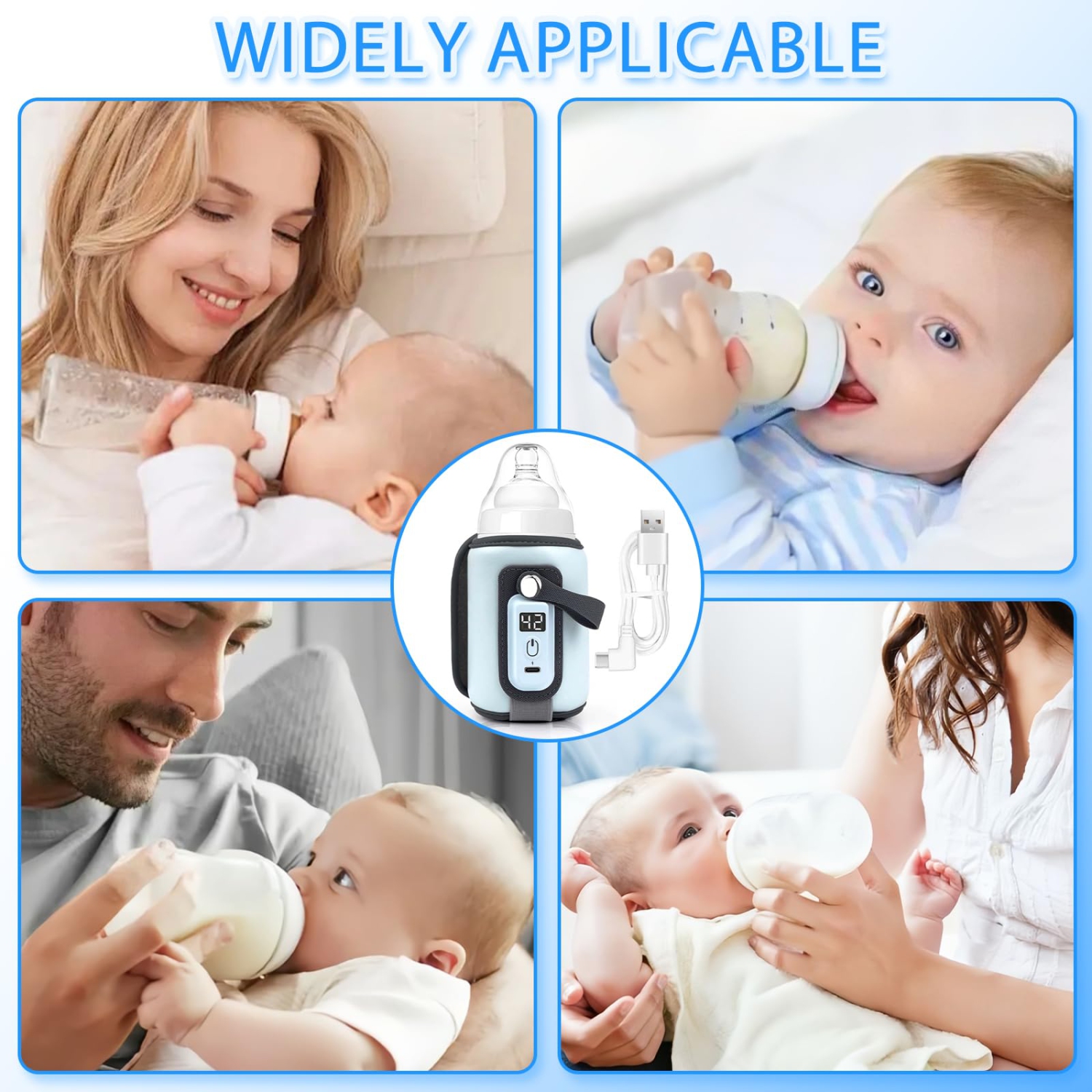 Chauffe-biberon, contenant chauffant pour lait bébé à 5 températures, chauffe-biberon USB portatif avec écran LED idéal pour la maison et les voyages