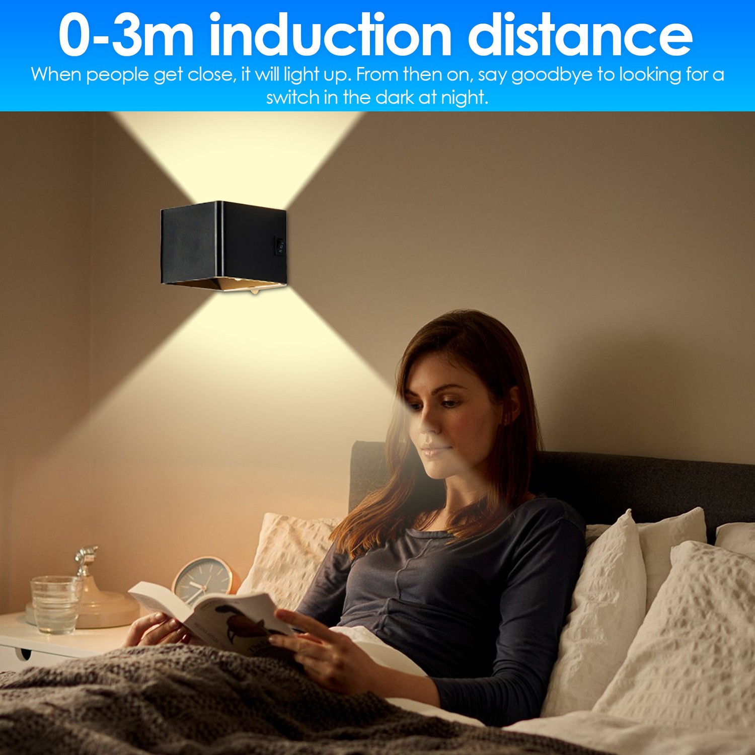Lampe murale à DEL Chambre Chambre Corps humain Induction Dormitaire USB Gratuit sans fil Allée de refoulement Corridor Veilleuse
