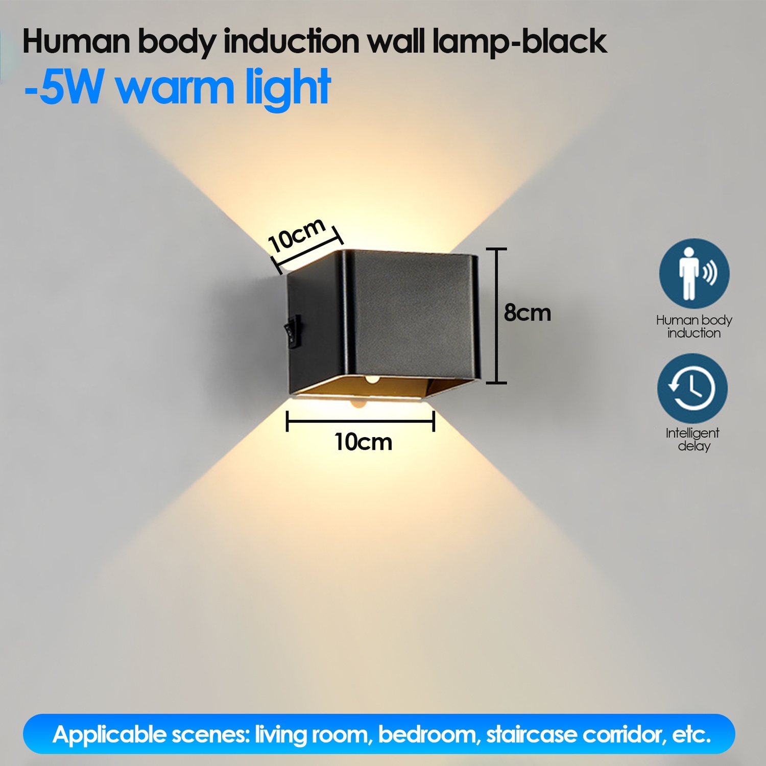 Lampe murale à DEL Chambre Chambre Corps humain Induction Dormitaire USB Gratuit sans fil Allée de refoulement Corridor Veilleuse