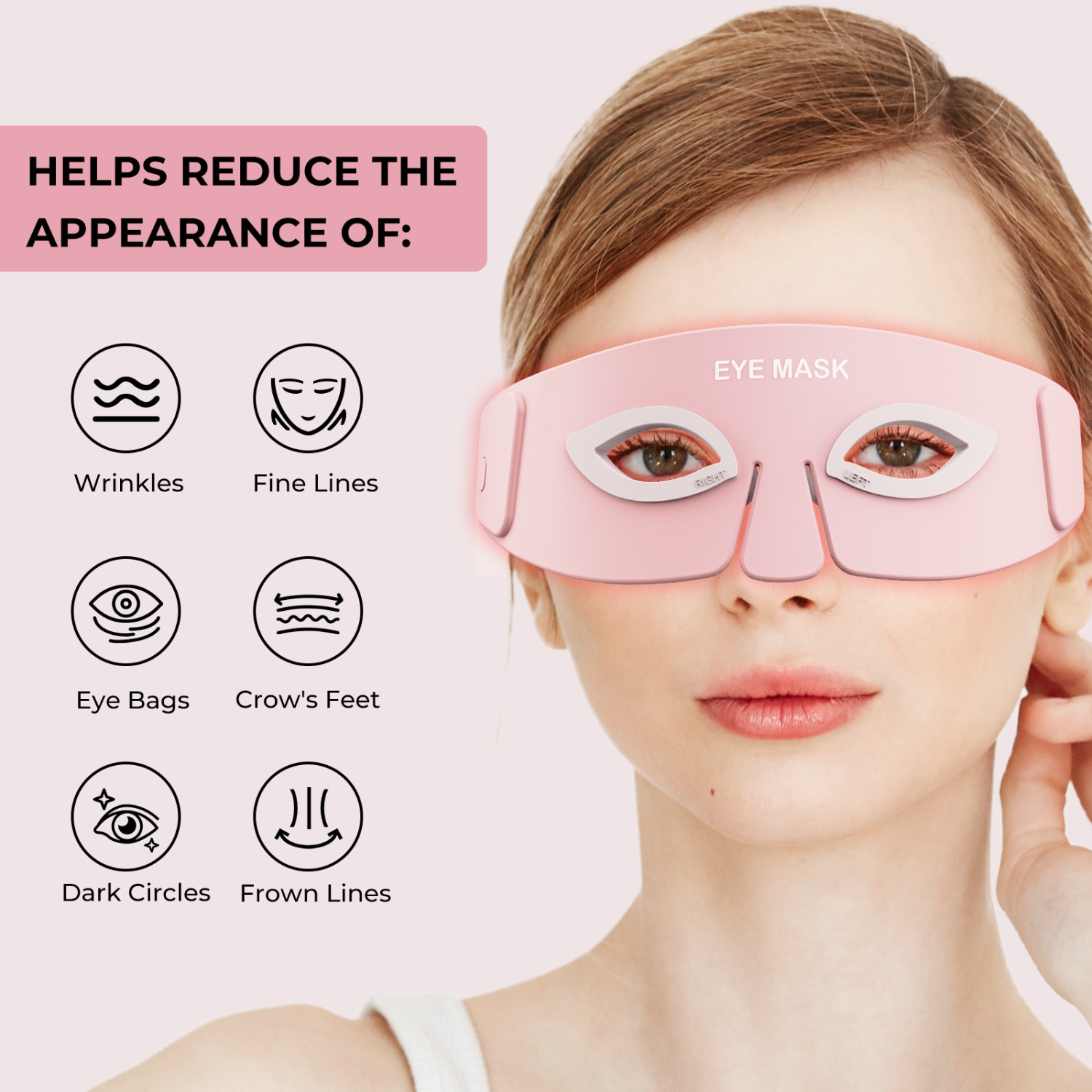 Eye Beauty Device Eye Bag Remover Eye-Red-Light-Therapy Massager Glasses for Dark-Circles Puffiness Eye-Strain-Relief