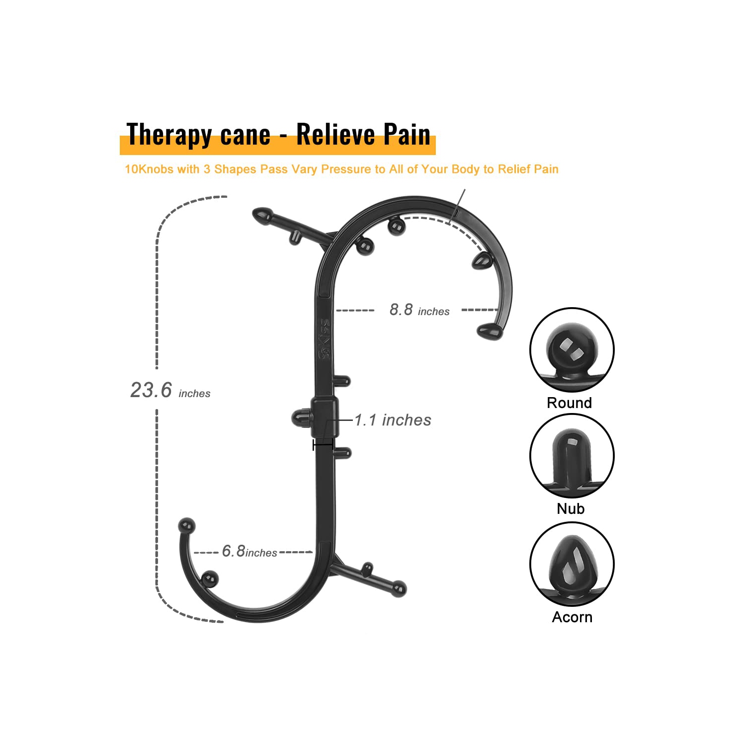 Trigger Point Massager for Neck and Back, Handheld Manual Self Massage Tool, Lower Back and Shoulder Massager, Myofascial Release