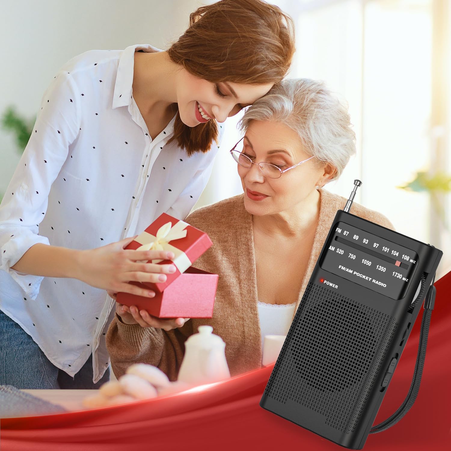 Seniors Full Band Radio Portable FM/AM Radio Mini Pocket Radio Pointer Knob Operated Radio with Speaker and Headphone Jack