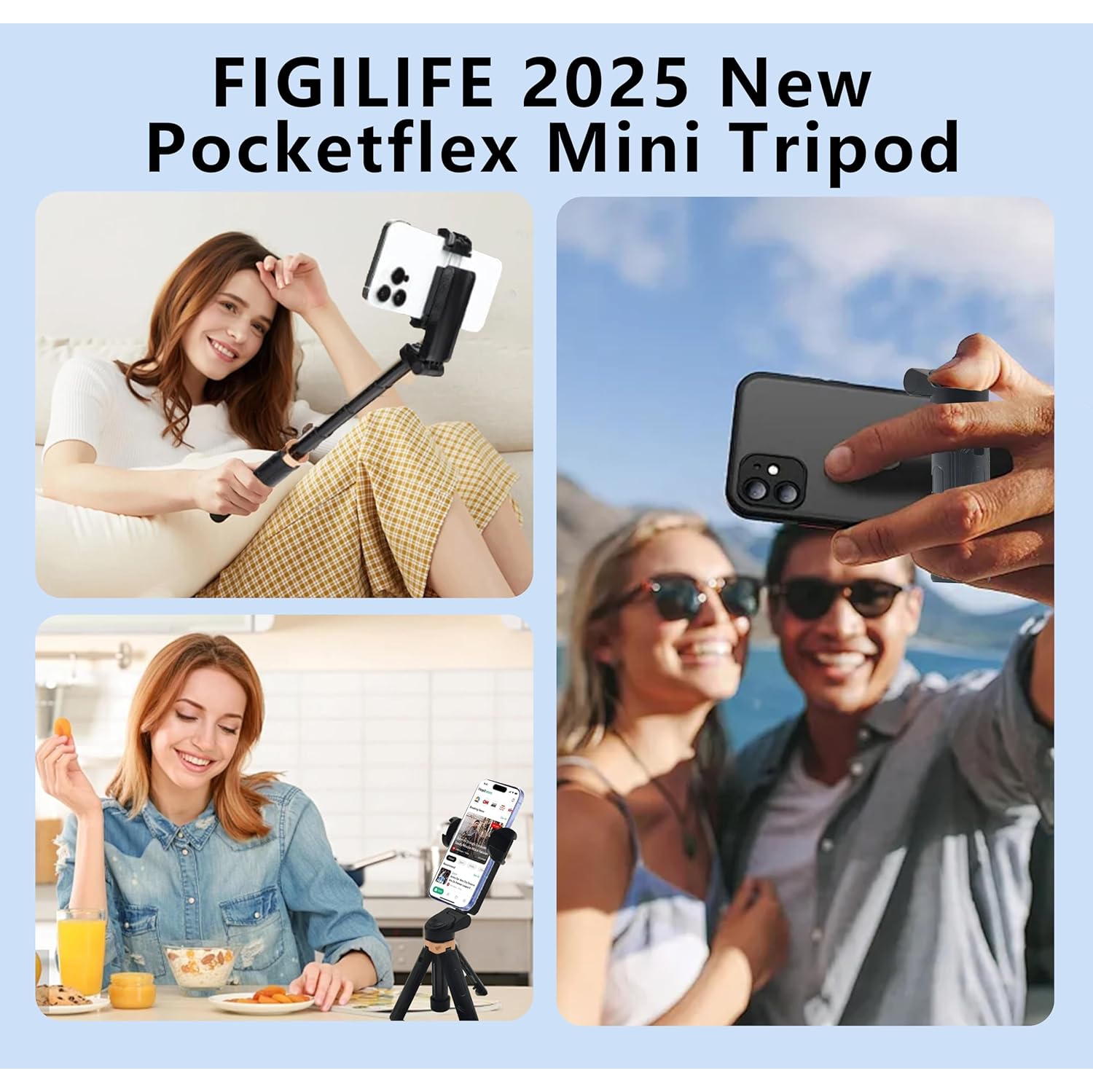 2025 Nouvelle perche à égoportrait portative universelle autoportante portative autoportante à quatre pattes Photographie artéfact Mini trépied et