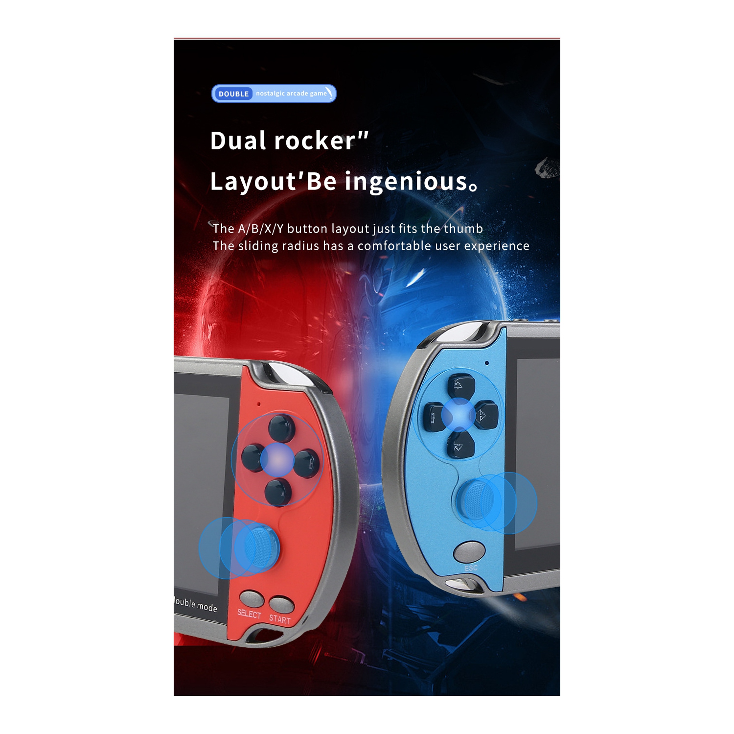 Console de jeu portative X7PLUS Double Game Console de 5,1&nbsp;po à grand écran HD GBA arcade console de jeu rétro, console de jeu classique