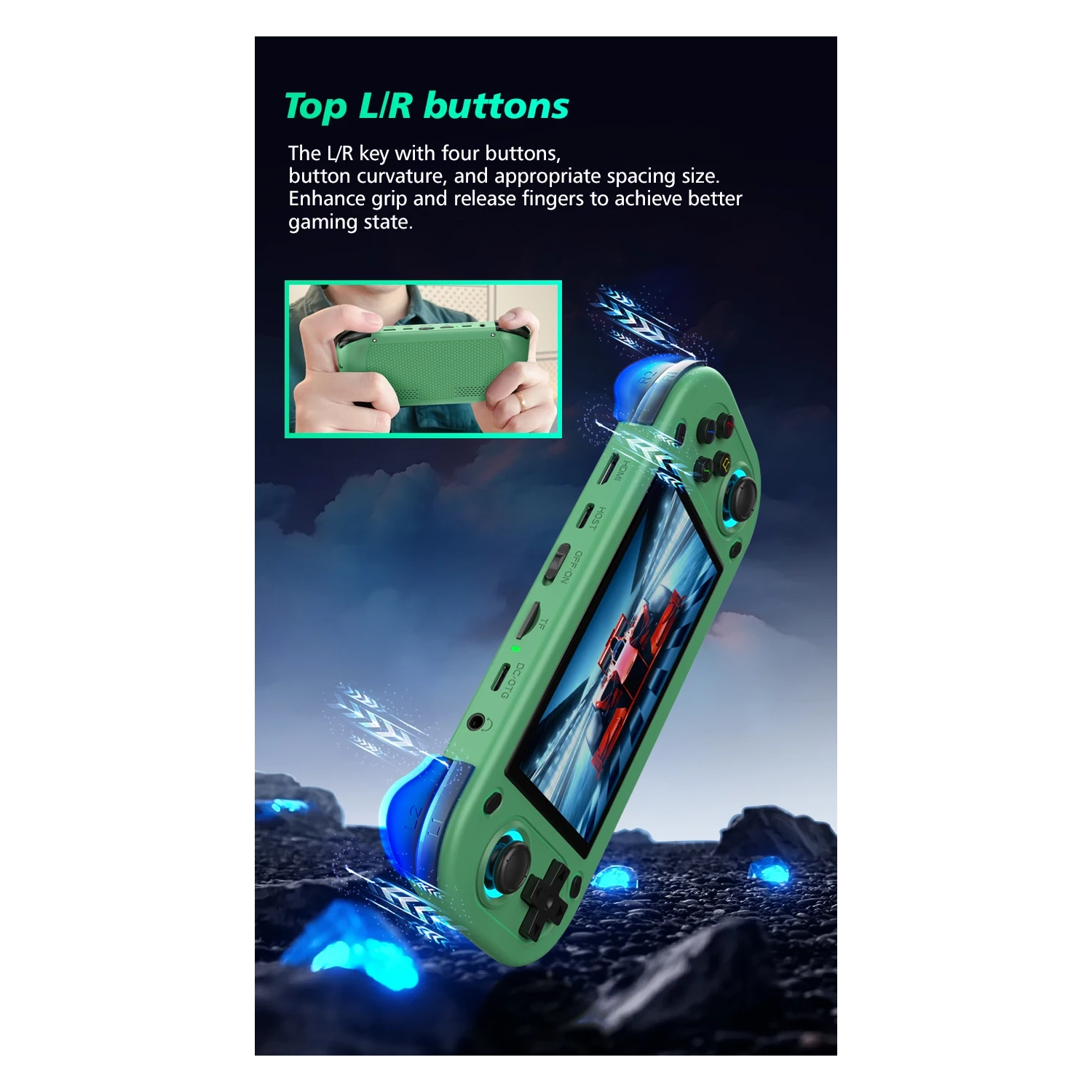 R43 Console de jeu portable écran HD 4,3 pouces Emuelec Emulator Retro Classic Video Player pour PSP/N64. Console de jeu portative Open Source - 64G