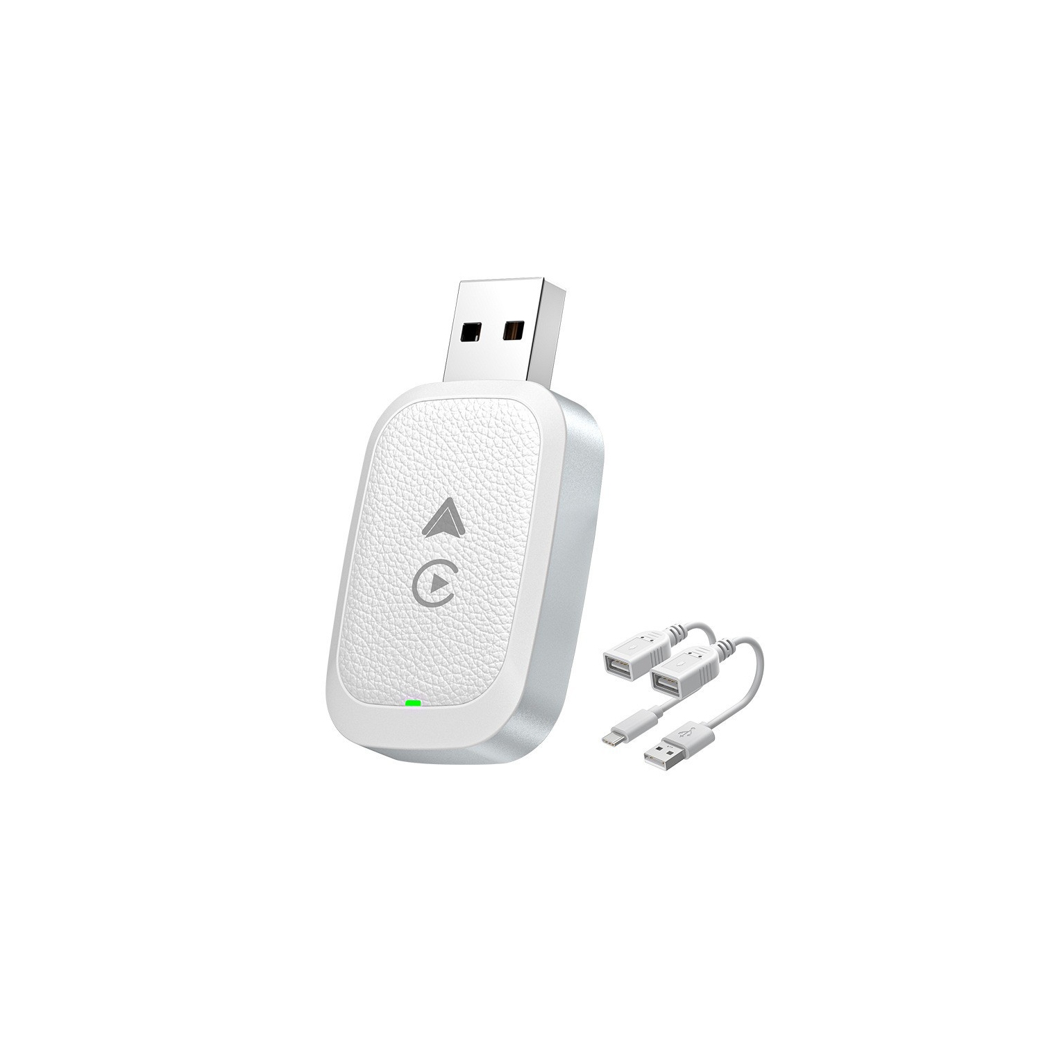 Carte réseau sans fil 2-en-1 Adaptateur CarPlay avec fil vers sans fil pour Apple CarPlay Adaptateur sans fil pour voiture Android - Blanc radium