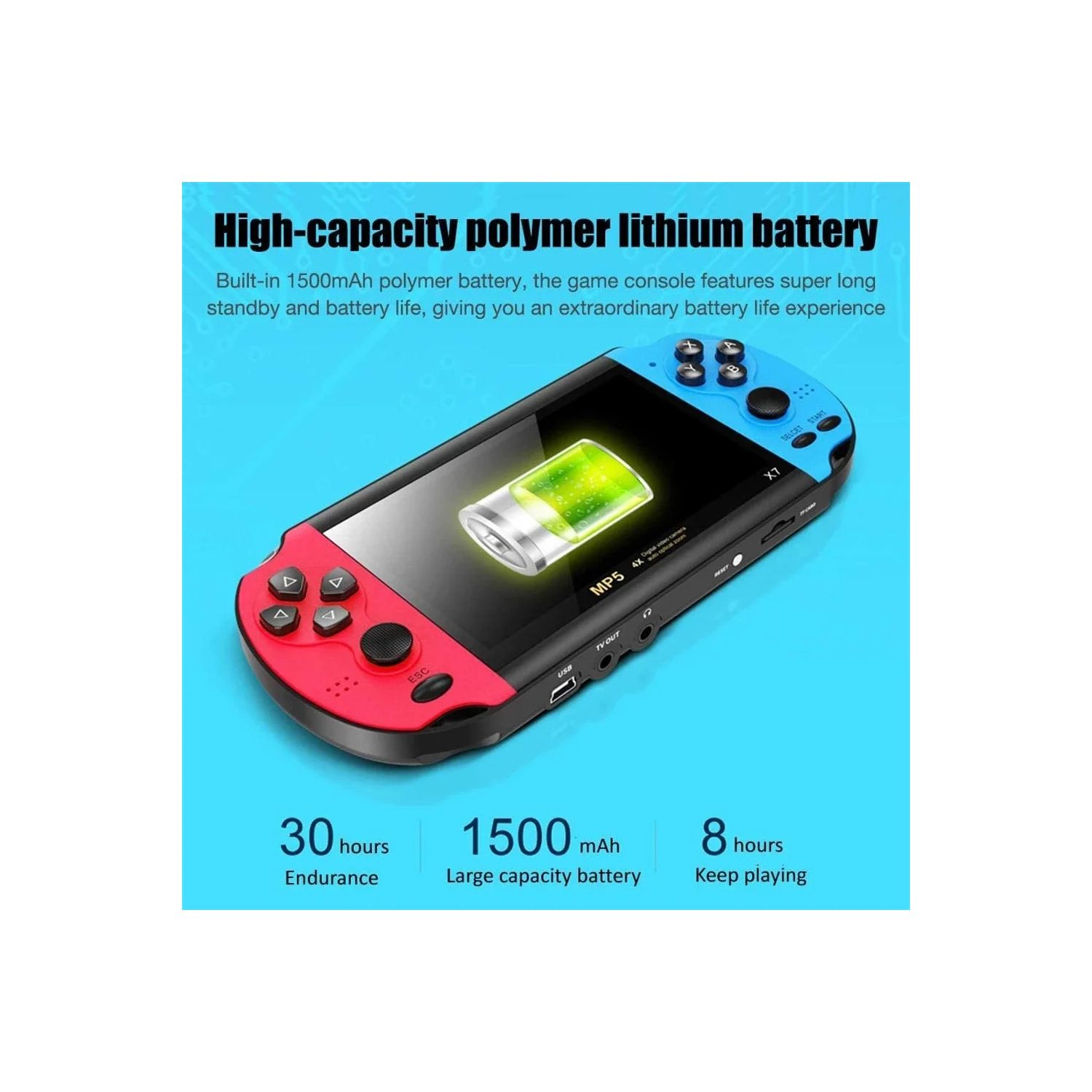 Console de jeu portative Dual joystick 8G console de jeu PSP grand écran HD 4,3 pouces x7 console de jeu portative console de jeu vidéo portative HD