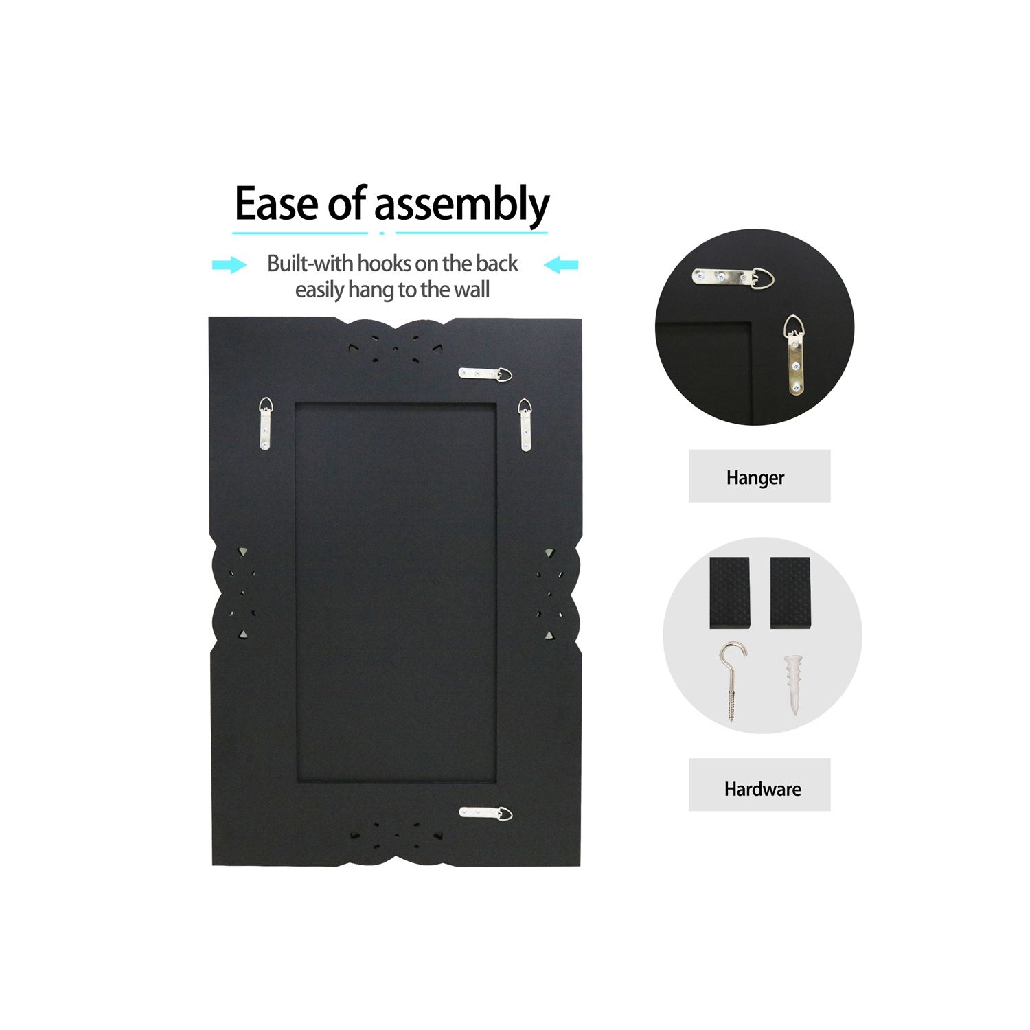 Crushed Diamond Wall Mirror, 36 x 24 Inch Rectangular Glass Silver Vanity with Decorative Glam Bling Crystal Frame Edge, Luxury Home Art Decor for