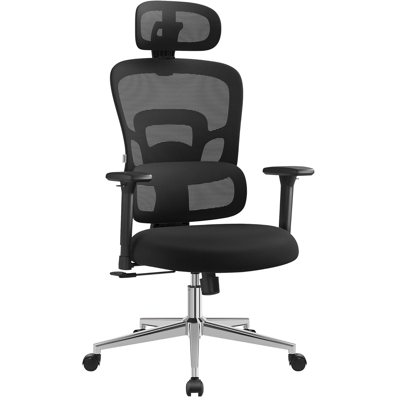 VASAGLE High Back Mesh Office Chair – Ergonomic Design with Adjustable Lumbar Support, 3D Headrest & Armrests, Tilt Function, Ink Black