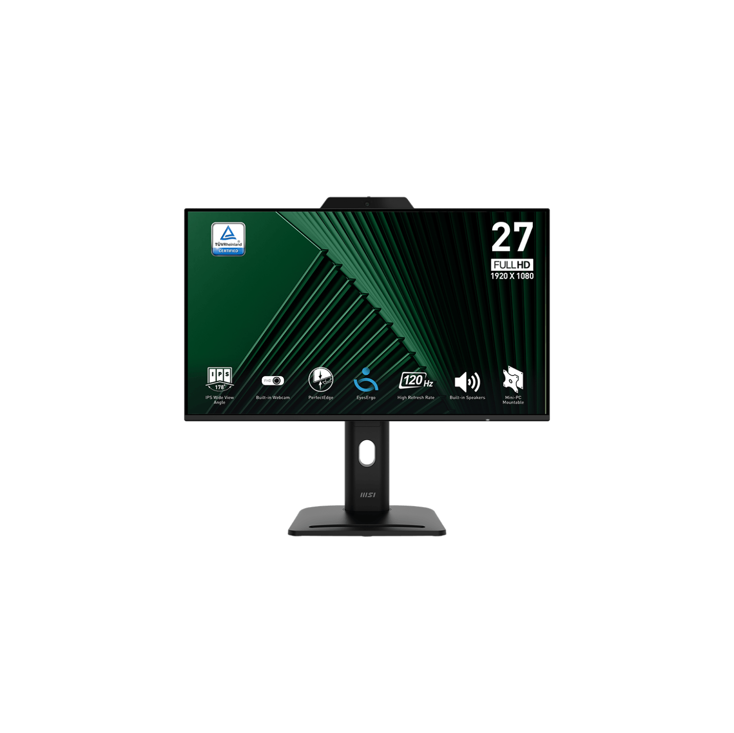 MSI 27" Conferencing Monitor, IPS, 1920 x 1080, 120Hz, Built-in Webcam and Speaker, Height Adjustable (PRO MP272PMG)