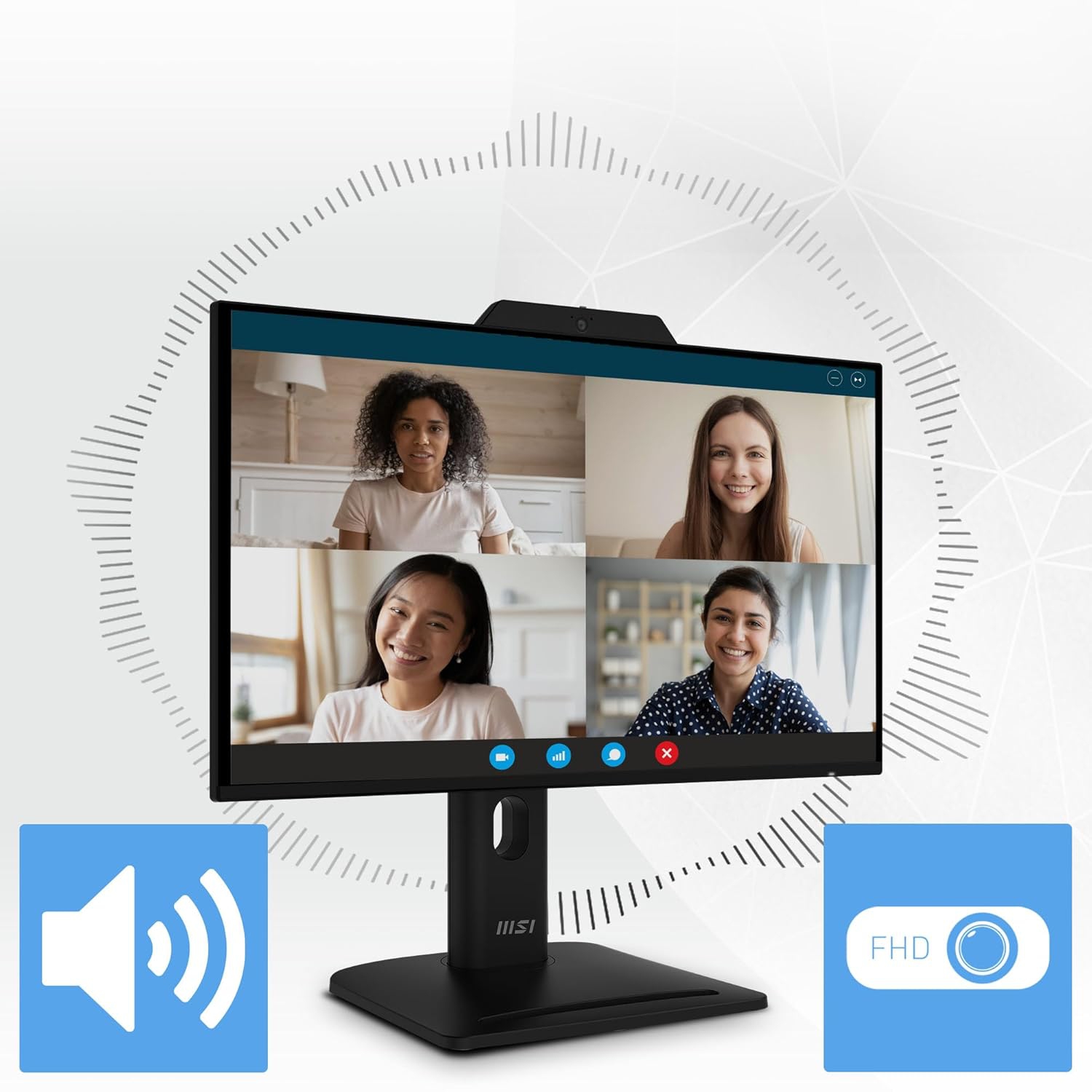 Moniteur de visioconférence 24&nbsp;po de MSI, IPS, HD intégrale 1920 x 1080, 120&nbsp;Hz, caméra Web et haut-parleurs, hauteur réglable (PRO