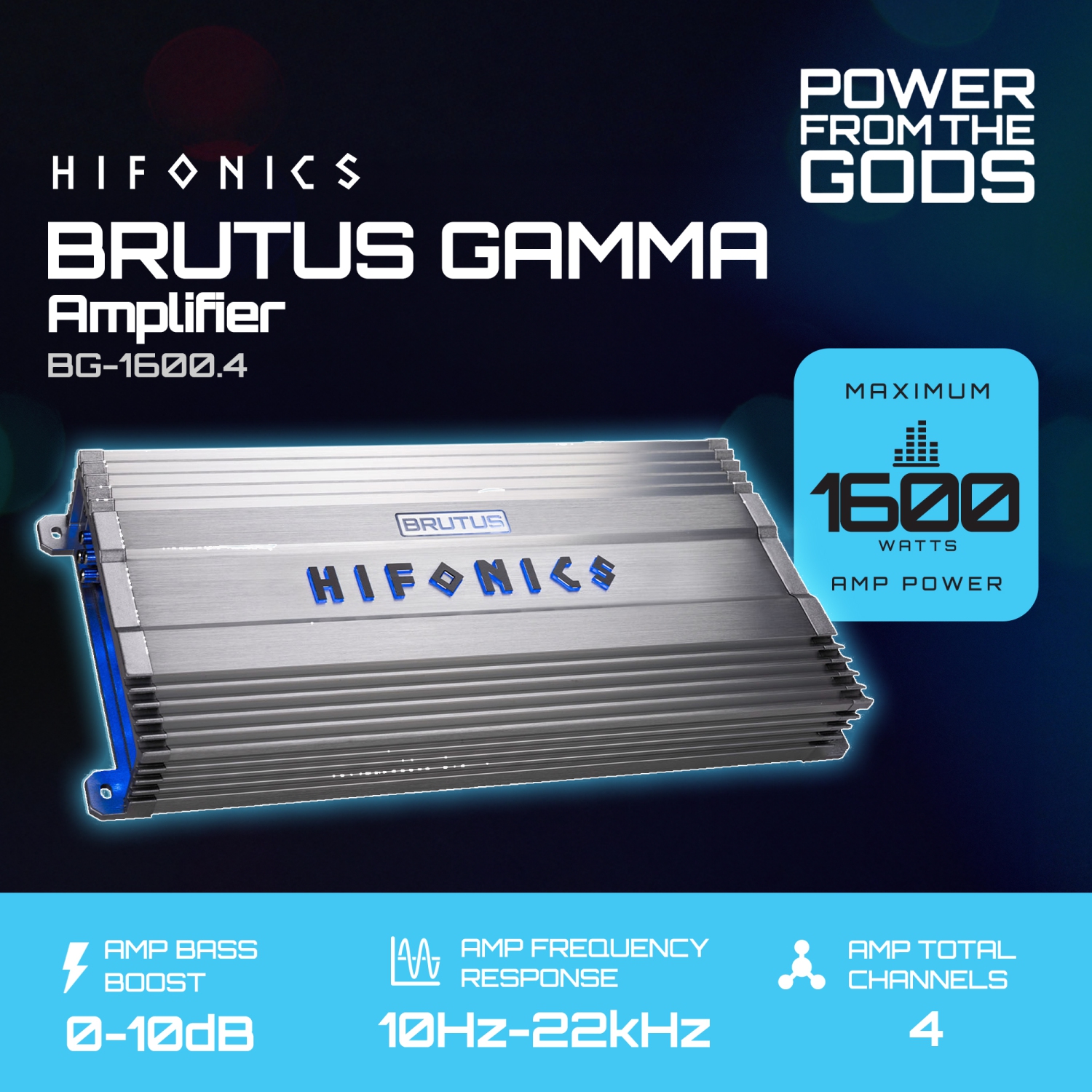 Amplificateur de haut-parleur d'extrêmes graves 4 canaux 1600 W pour l'auto BG-1600,4 Brutus Gamma de Hifonics