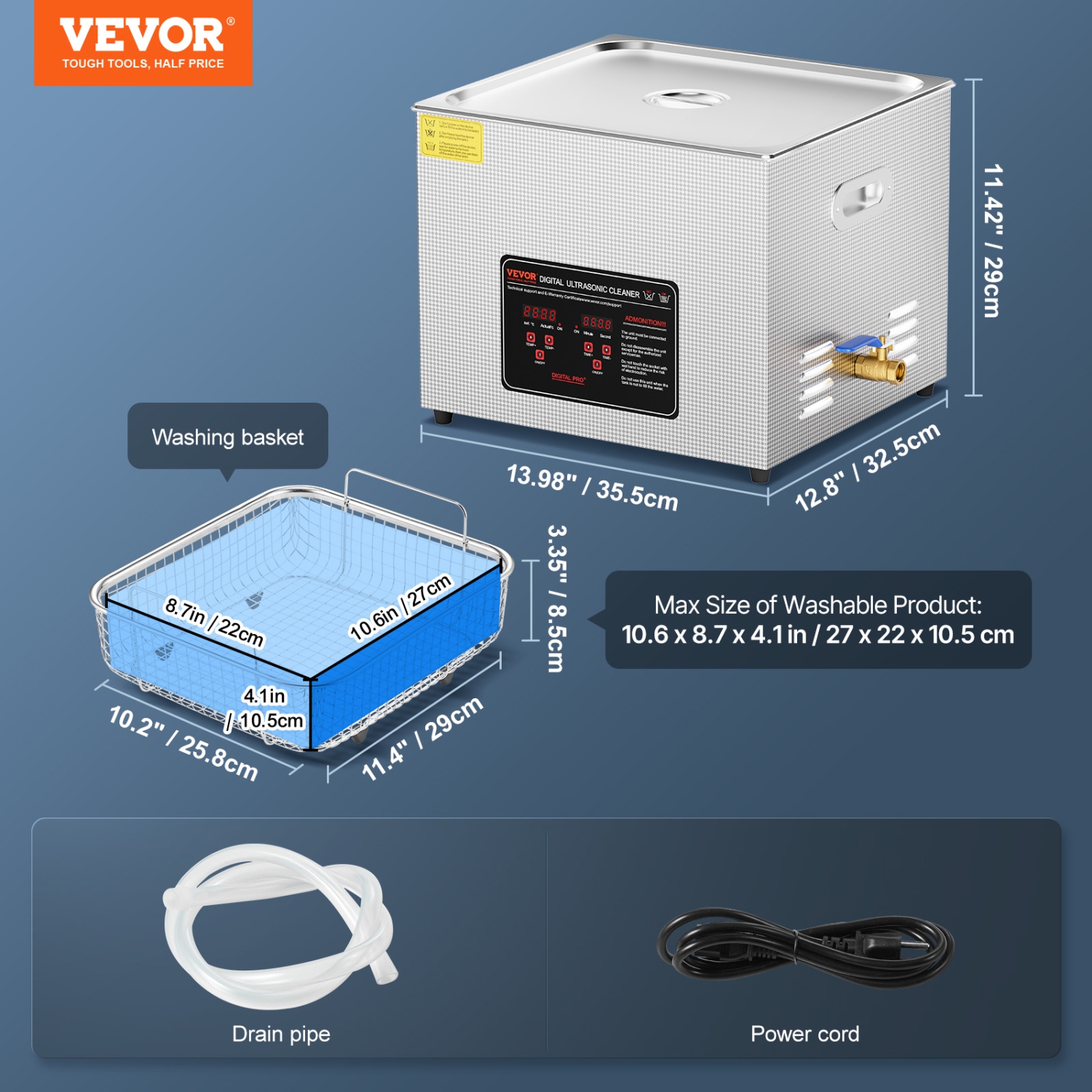 VEVOR 15L Ultrasonic Cleaner, Professional 360W Cleaning Machine with Timer & Heater, 40kHz Digital Ultrasonic Cleaner with Basket for Watch Glasses