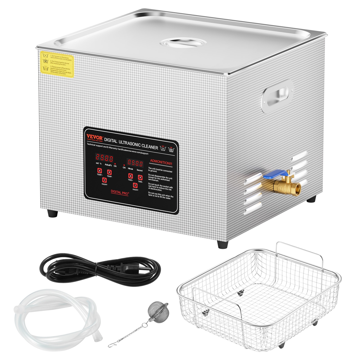 VEVOR 15L Ultrasonic Cleaner, Professional 360W Cleaning Machine with Timer & Heater, 40kHz Digital Ultrasonic Cleaner with Basket for Watch Glasses