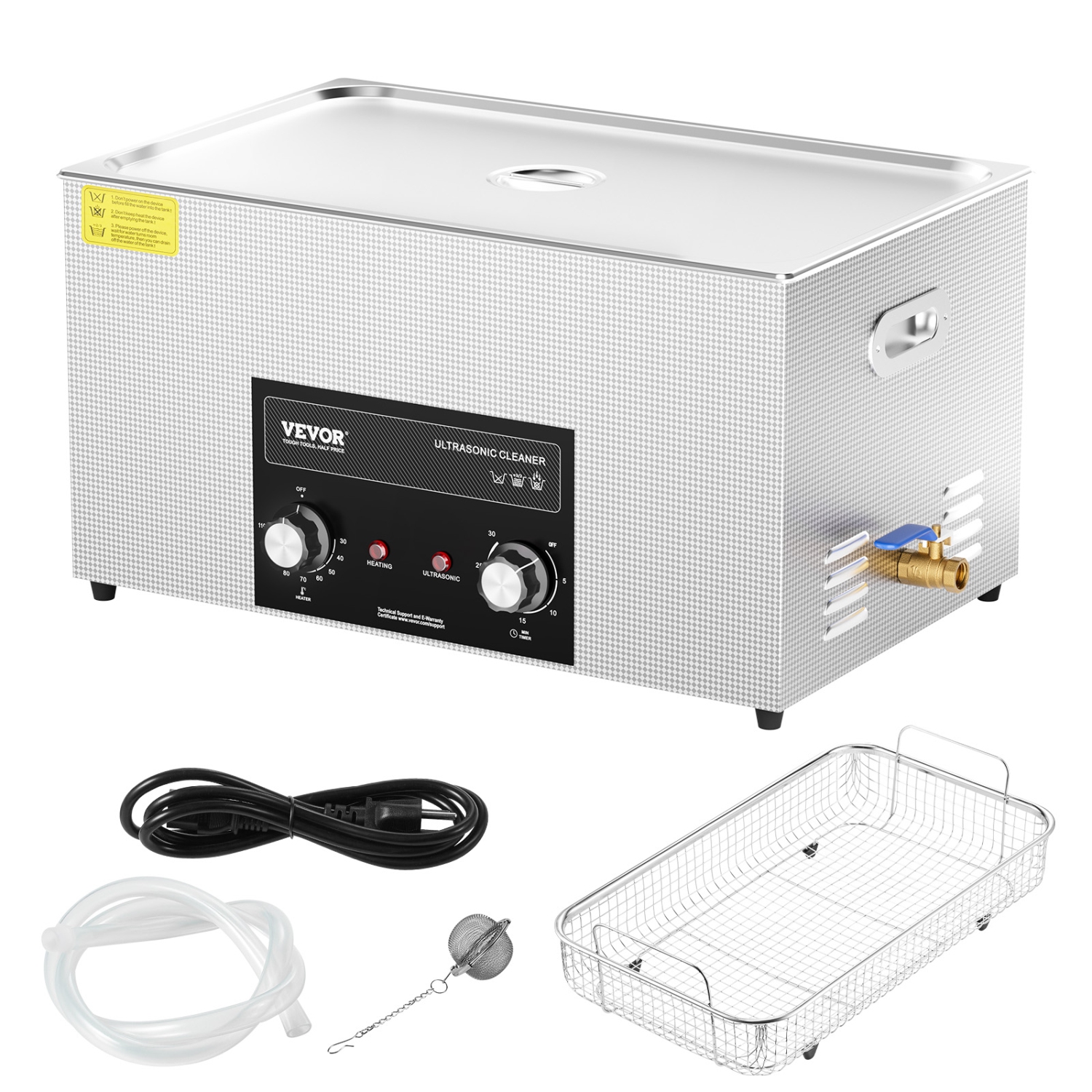 VEVOR 22L Ultrasonic Cleaner with Heater Timer & Basket, Professional Digital Sonic Cavitation Machine, 480W Cleaning Machine for Lab Tools, Metal