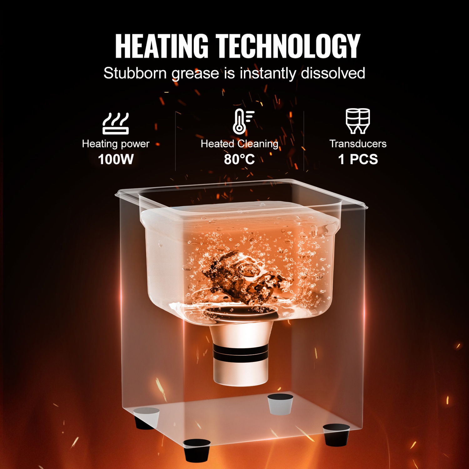 VEVOR 1.3L Ultrasonic Cleaner, Professional 60W Cleaning Machine with Timer & Heater, 40kHz Digital Ultrasonic Cleaner with Basket for Watch Glasses