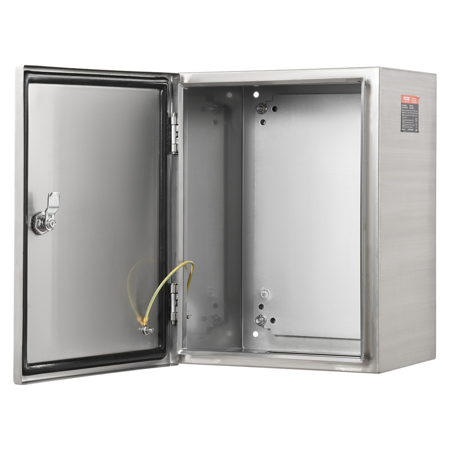 VEVOR 16"x 12"x 6" 304 Stainless Steel Electrical Box, Wall-Mounted Outdoor Electrical Electronic Equipment Enclosure with Mounting Plate Hinges