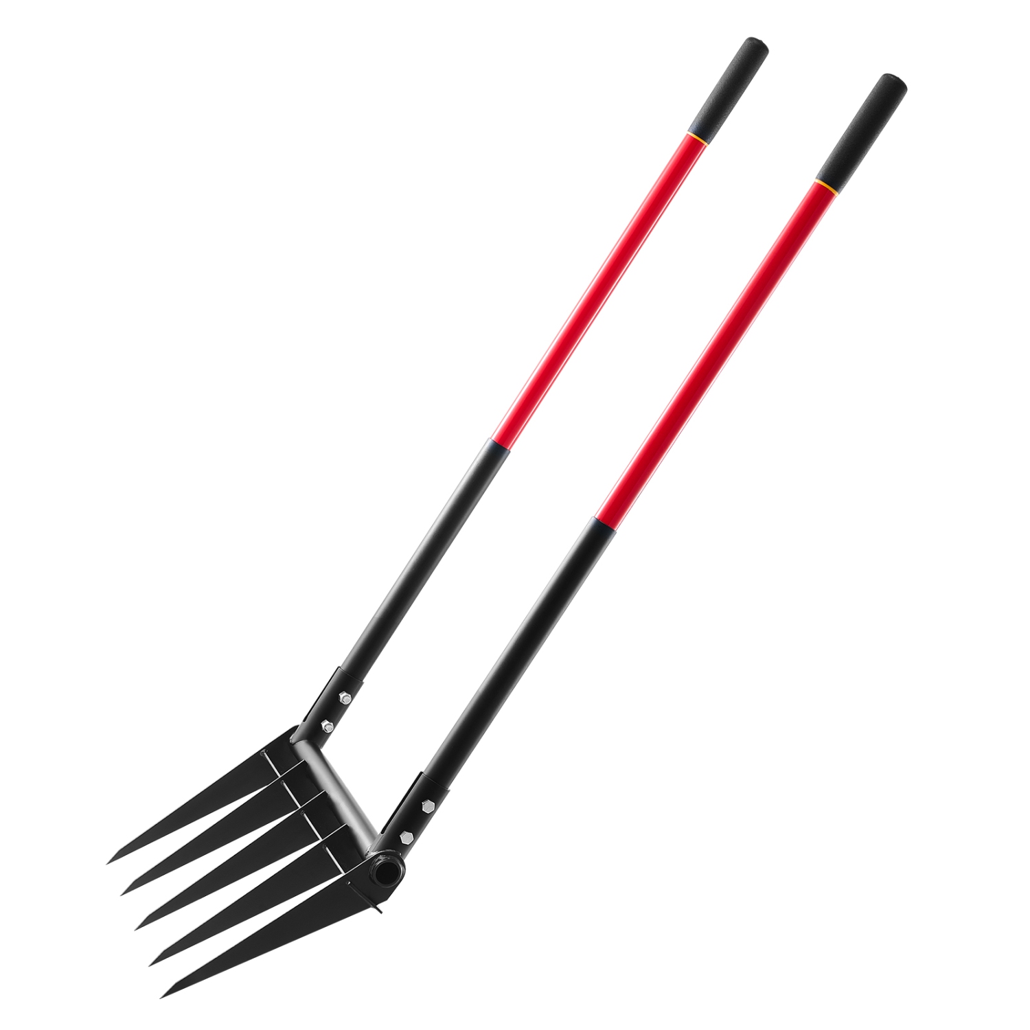 VEVOR 5-Tine Pitchfork Broad Fork with Dual Fiberglass Handles, Heavy Duty Garden Fork , Ergonomic U-Shaped Design Broadfork Hand Tiller, Gardening