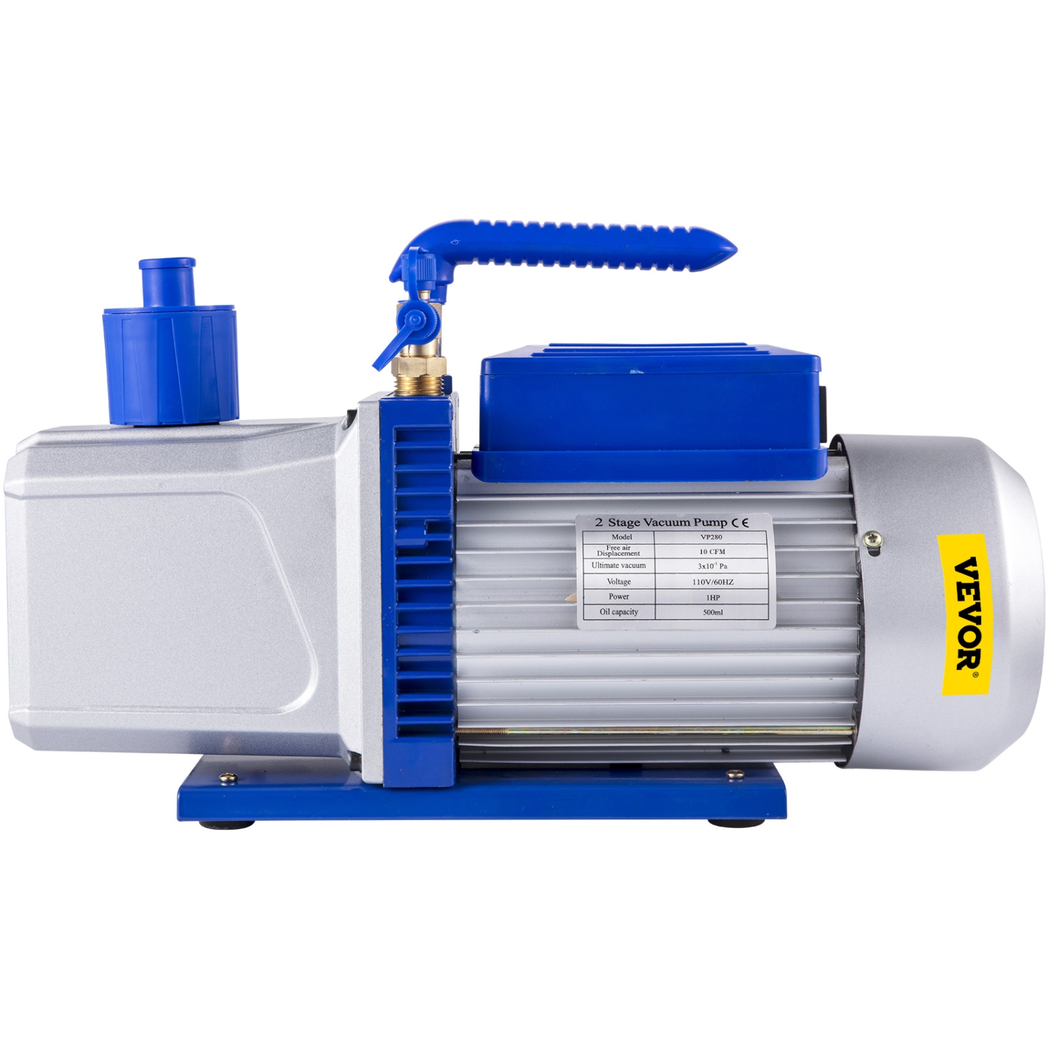 VEVOR 12CFM 1HP Vacuum Pump Vane Vacuum Pump Two Stage 3 x 10-1 Pa Ultimate HVAC Rotary Auto AC Refrigerant Vacuum Pump, for Automobile Reparation